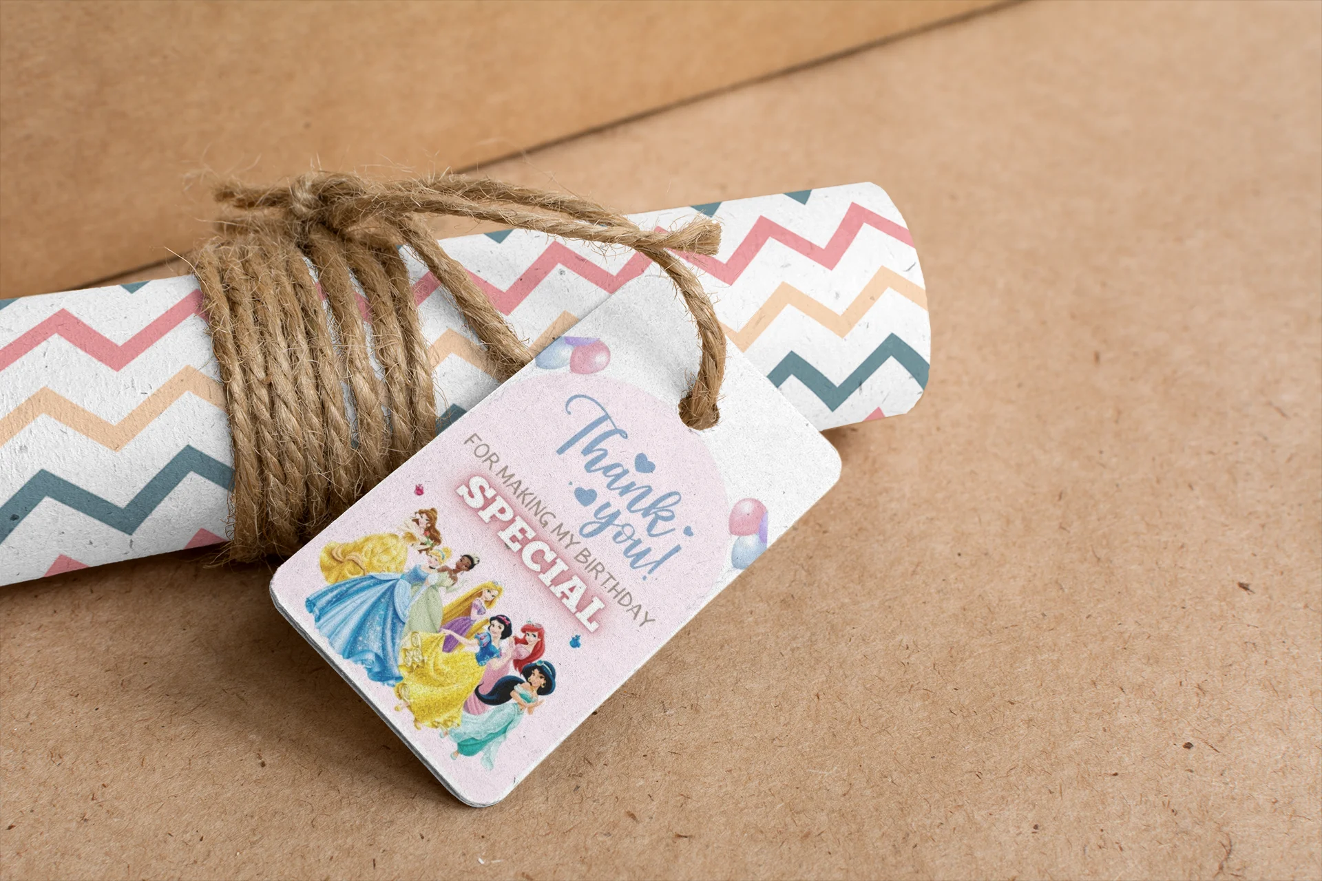 Princess Theme Birthday Favour Tags (2 x 3.5 inches/250 GSM Cardstock/Mixcolour/30Pcs) - Premium Handcrafted 300 GSM Thank You Cards by Party Decor Mall India - View 7