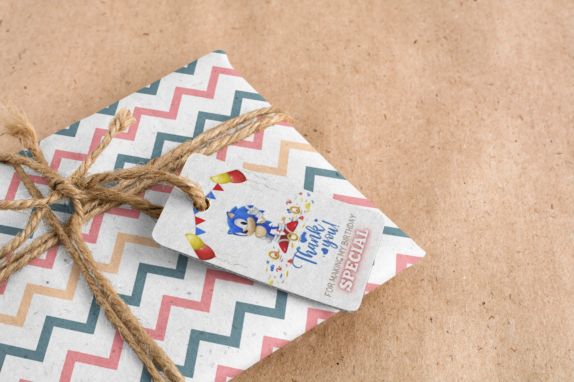 Sonic Theme Birthday Favour Tags (2 x 3.5 inches/250 GSM Cardstock/Mixcolour/30Pcs) - Premium Handcrafted 300 GSM Thank You Cards by Party Decor Mall India - View 8