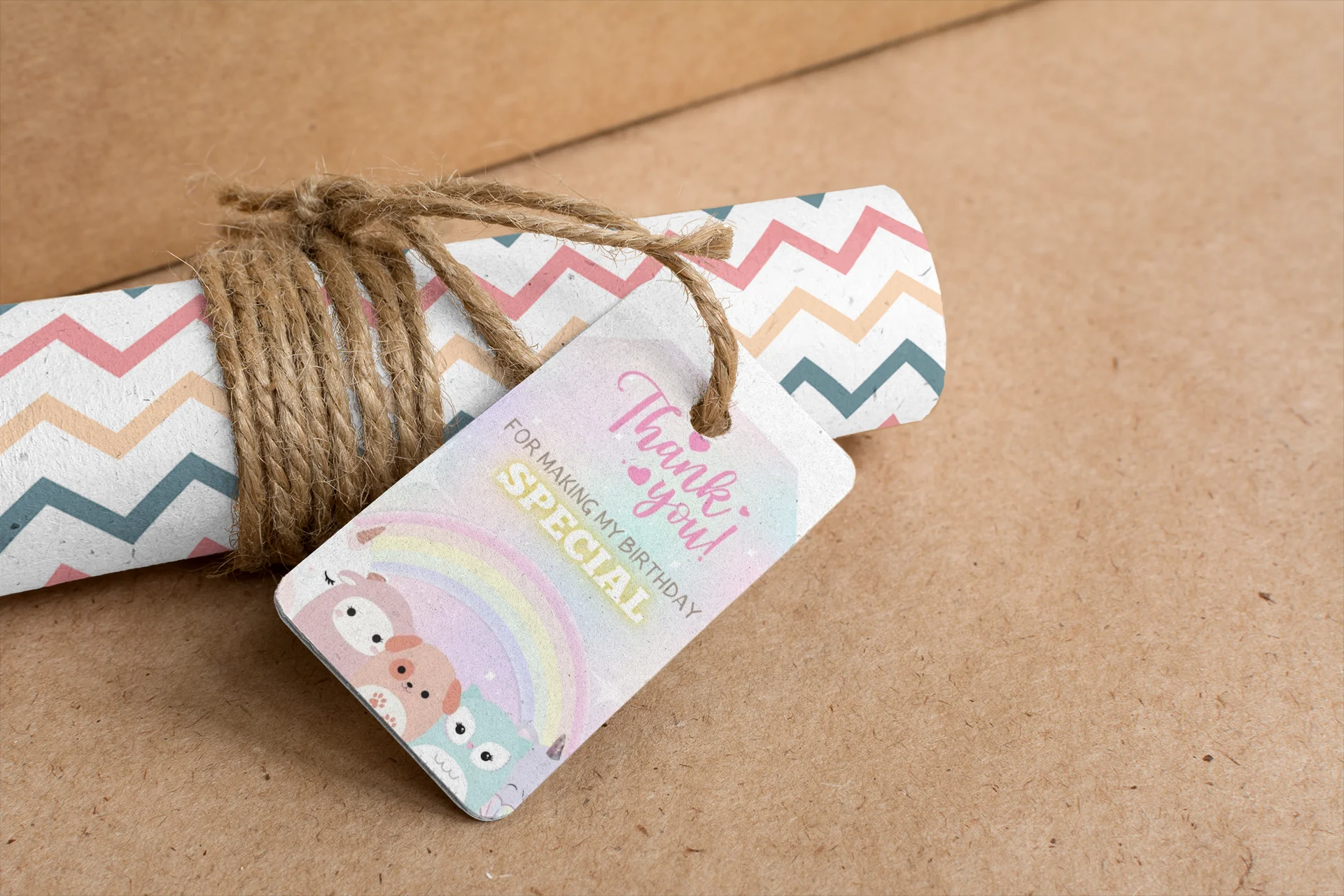 Squish Mallow Theme Birthday Favour Tags (2 x 3.5 inches/250 GSM Cardstock/Mixcolour/30Pcs) - Premium Handcrafted 300 GSM Thank You Cards by Party Decor Mall India - View 7