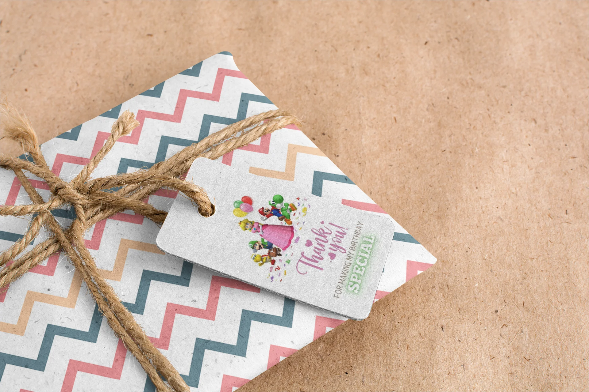 Super Girl And Mario Theme Birthday Favour Tags (2 x 3.5 inches/250 GSM Cardstock/Mixcolour/30Pcs) - Premium Handcrafted 300 GSM Thank You Cards by Party Decor Mall India - View 8