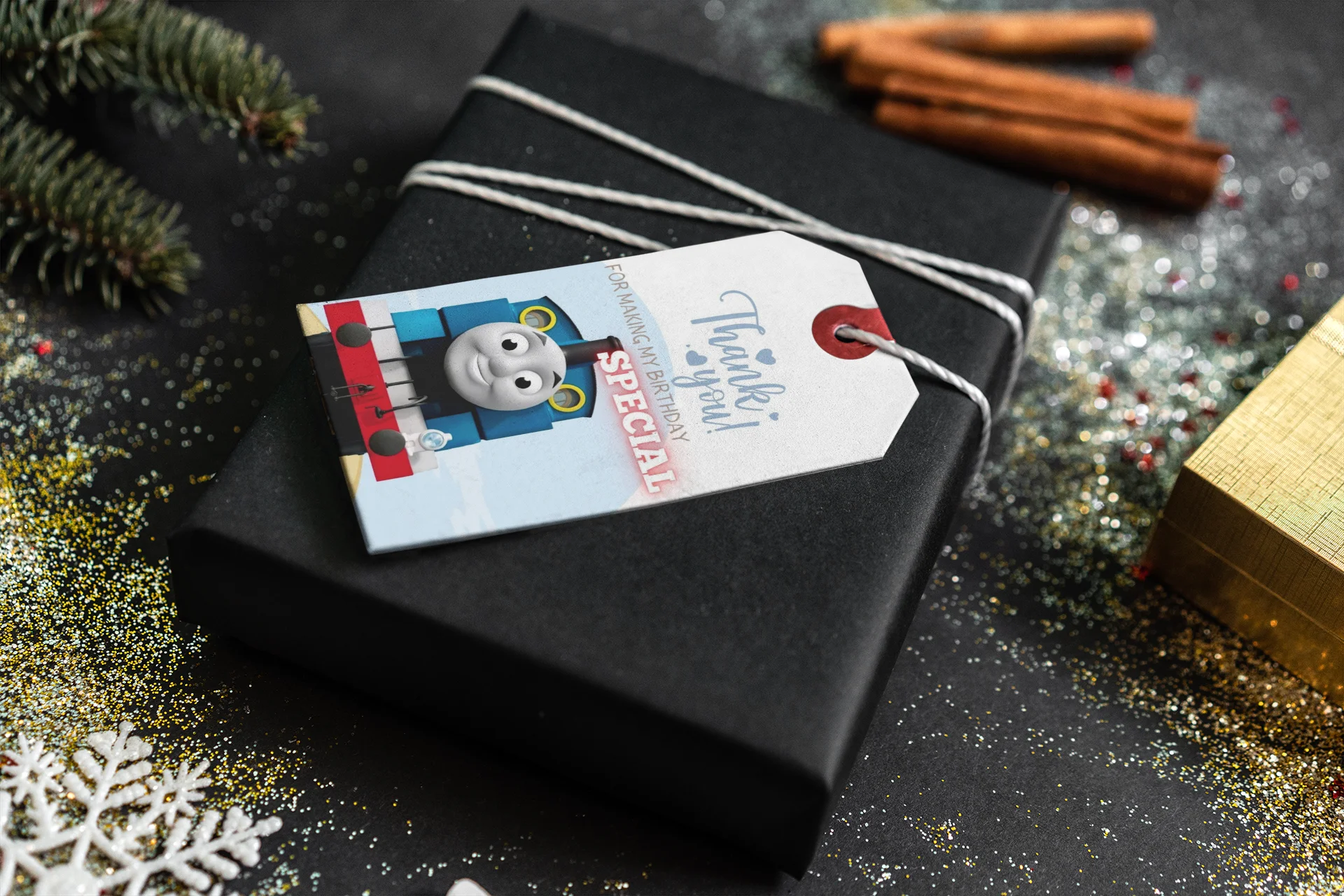 Thomas The Train Theme Birthday Favour Tags (2 x 3.5 inches/250 GSM Cardstock/Mixcolour/30Pcs) - Premium Handcrafted 300 GSM Thank You Cards by Party Decor Mall India - View 4