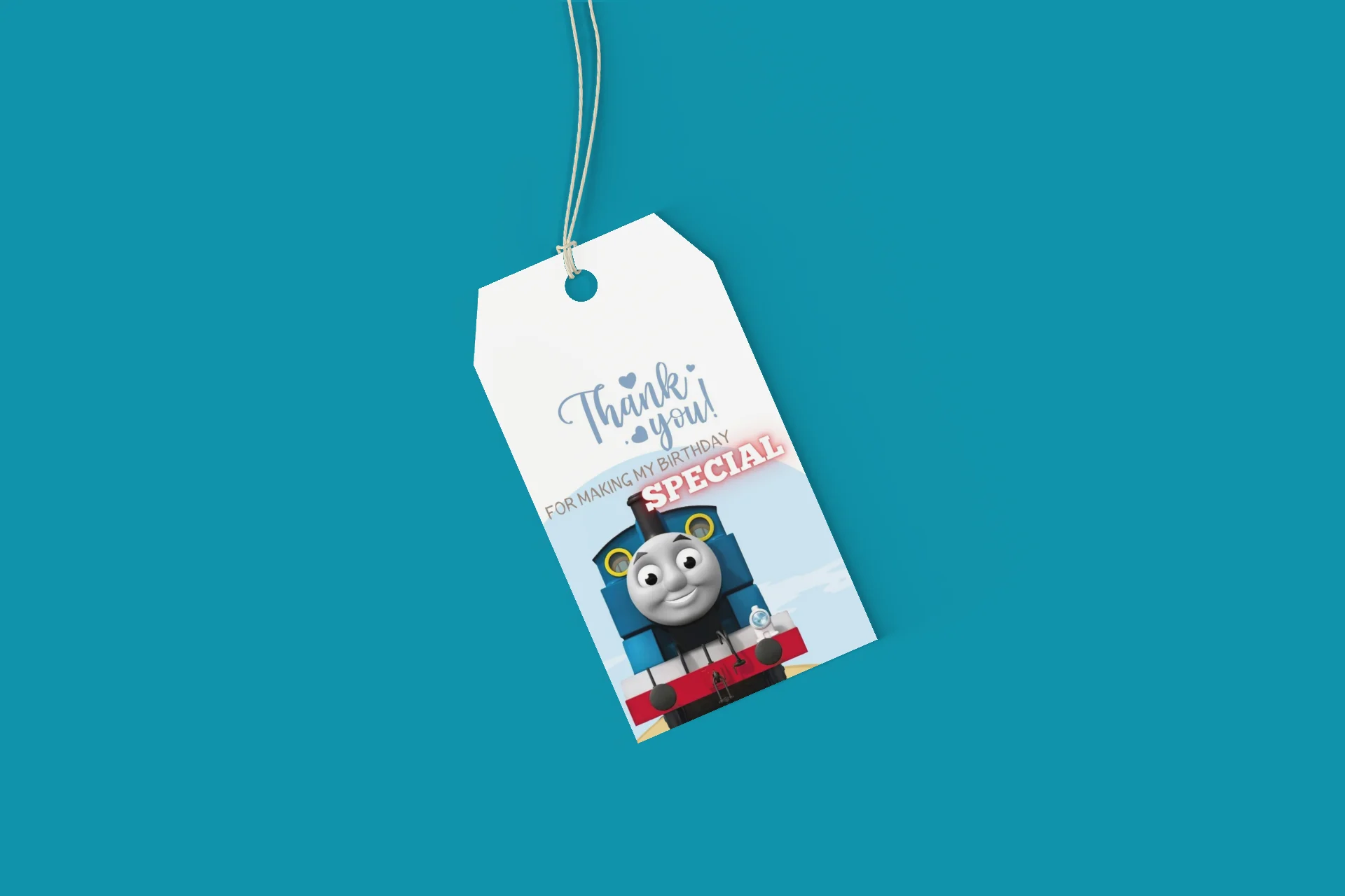 Thomas The Train Theme Birthday Favour Tags (2 x 3.5 inches/250 GSM Cardstock/Mixcolour/30Pcs) - Premium Handcrafted 300 GSM Thank You Cards by Party Decor Mall India - View 6