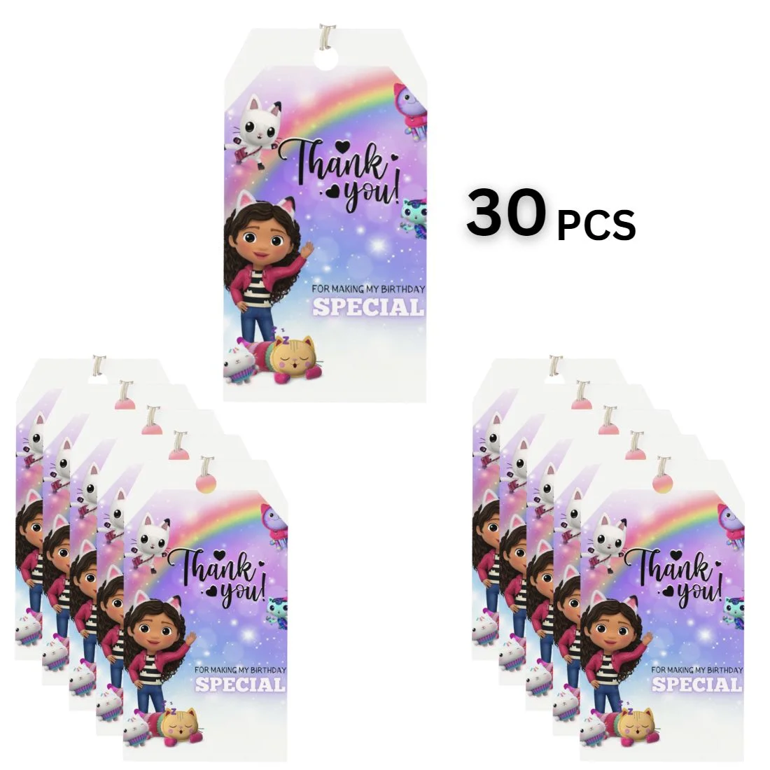Jungle Theme Birthday Favour Tags (2 x 3.5 inches/250 GSM Cardstock/Mixcolour/30Pcs) - Premium Handcrafted 300 GSM Thank You Cards by Party Decor Mall India - View 3