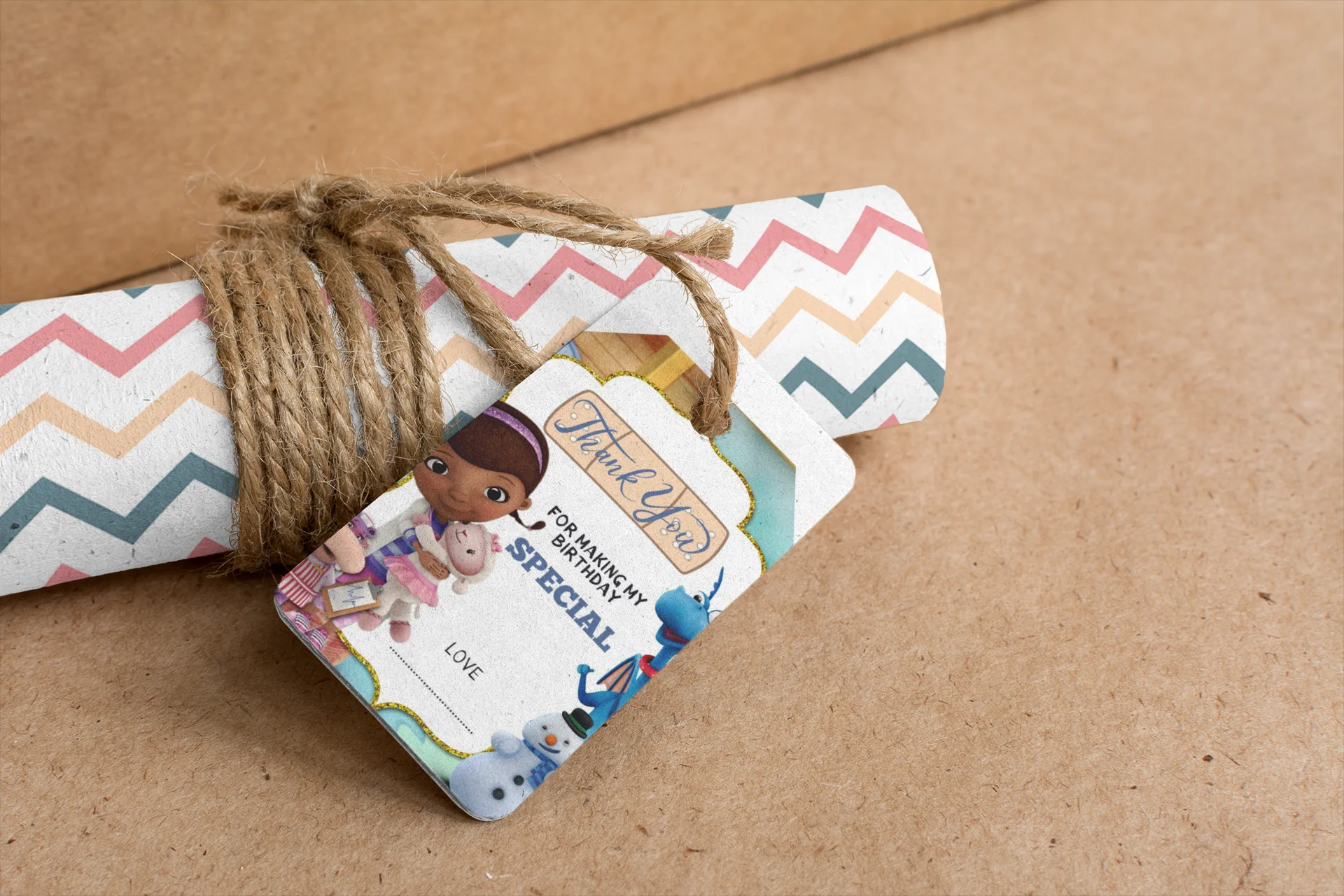 Doc McStuffins Theme Birthday Favour Tags (2 x 3.5 inches/250 GSM Cardstock/Mixcolour/30Pcs) - Premium Handcrafted 300 GSM Thank You Cards by Party Decor Mall India - View 7