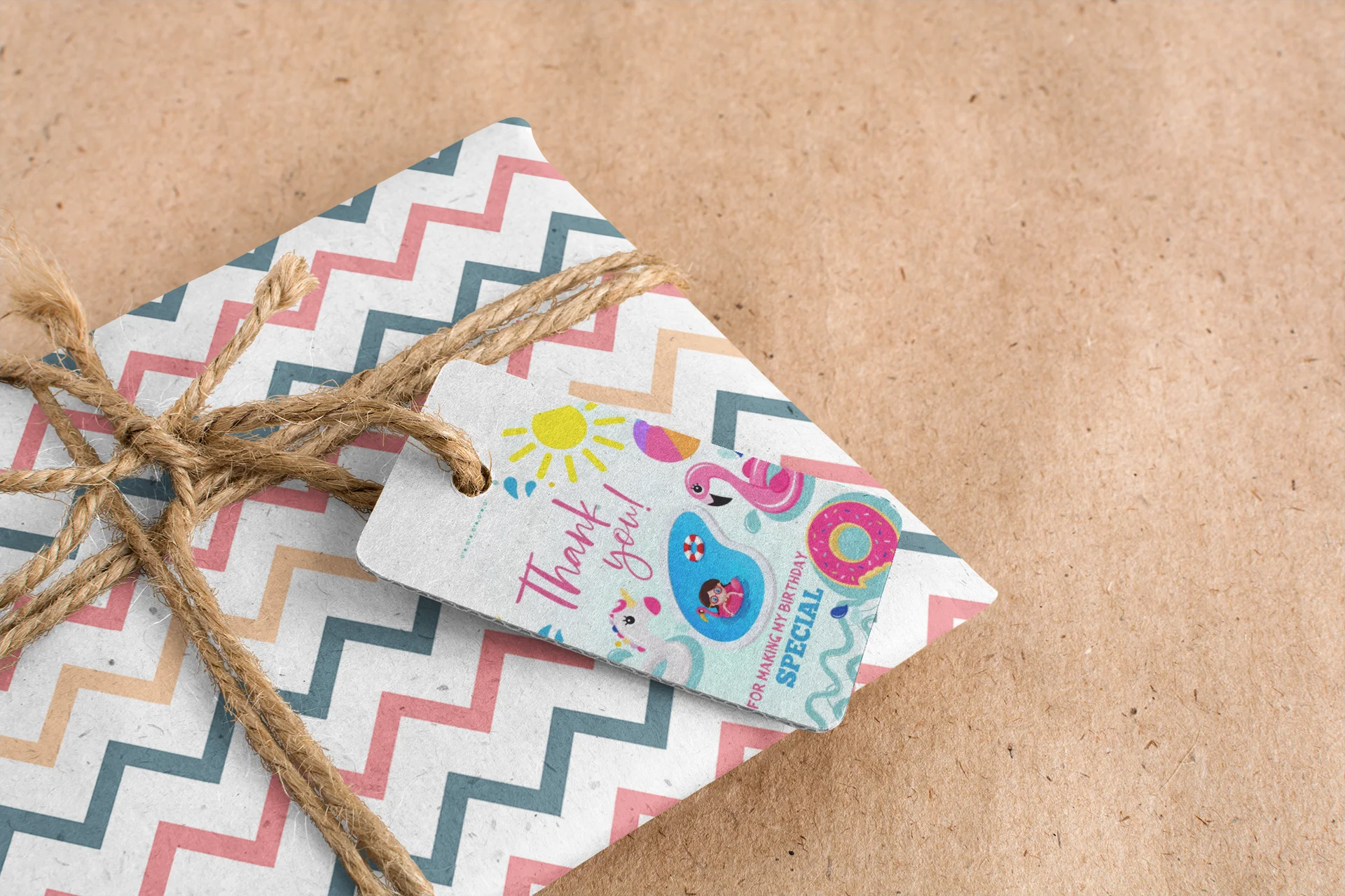 Pool Party Theme Birthday Favour Tags (2 x 3.5 inches/250 GSM Cardstock/Mixcolour/30Pcs) - Premium Handcrafted 300 GSM Thank You Cards by Party Decor Mall India - View 6