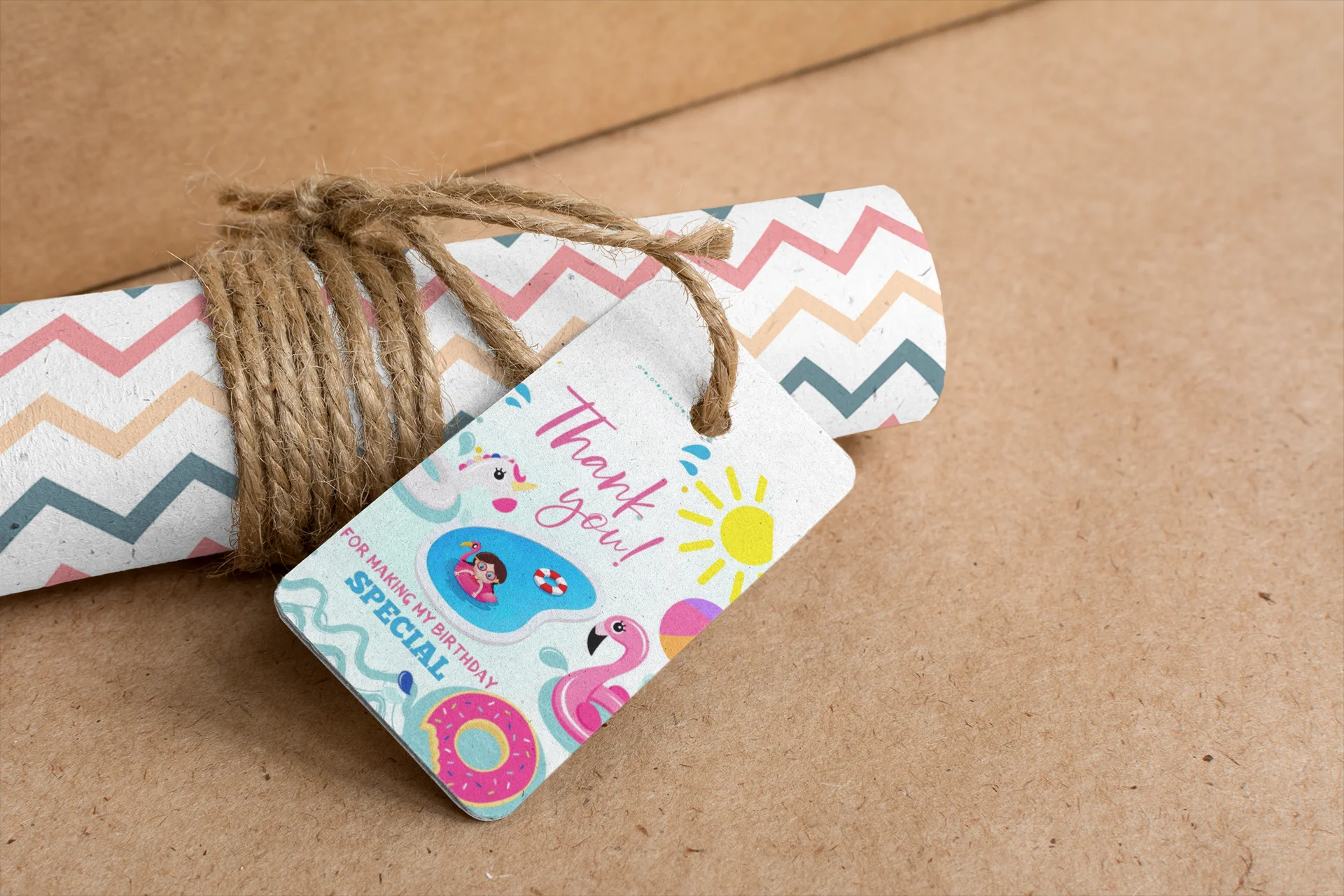 Pool Party Theme Birthday Favour Tags (2 x 3.5 inches/250 GSM Cardstock/Mixcolour/30Pcs) - Premium Handcrafted 300 GSM Thank You Cards by Party Decor Mall India - View 7