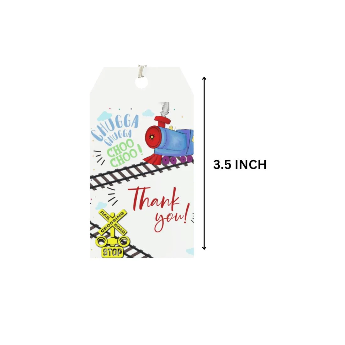 Train Theme Model 2 Birthday Favour Tags (2 x 3.5 inches/250 GSM Cardstock/Multicolour/30Pcs) - Premium Handcrafted 300 GSM Thank You Cards by Party Decor Mall India - View 2