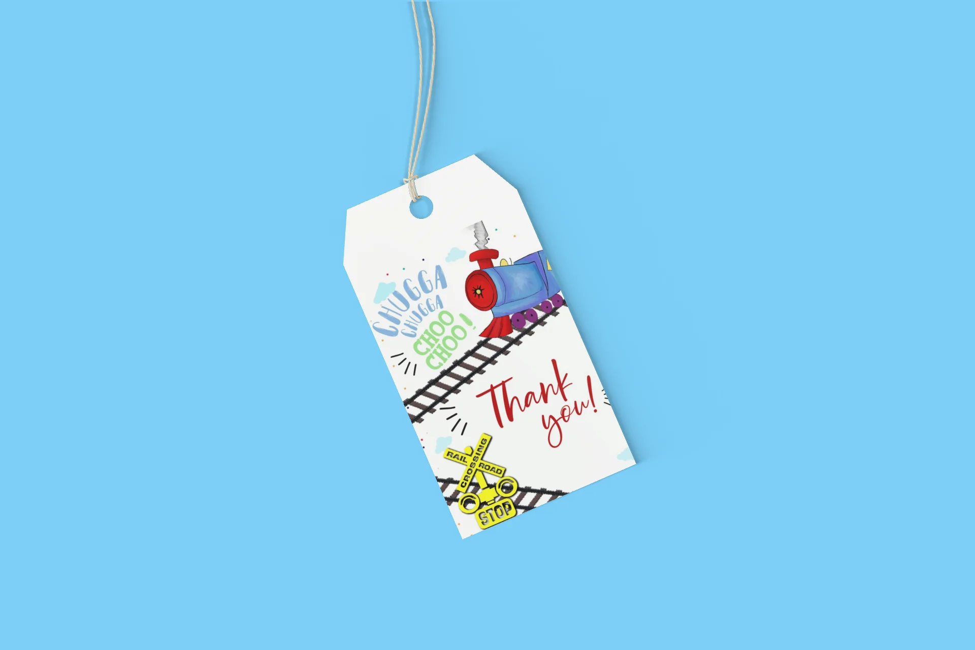 Train Theme Model 2 Birthday Favour Tags (2 x 3.5 inches/250 GSM Cardstock/Multicolour/30Pcs) - Premium Handcrafted 300 GSM Thank You Cards by Party Decor Mall India - View 4