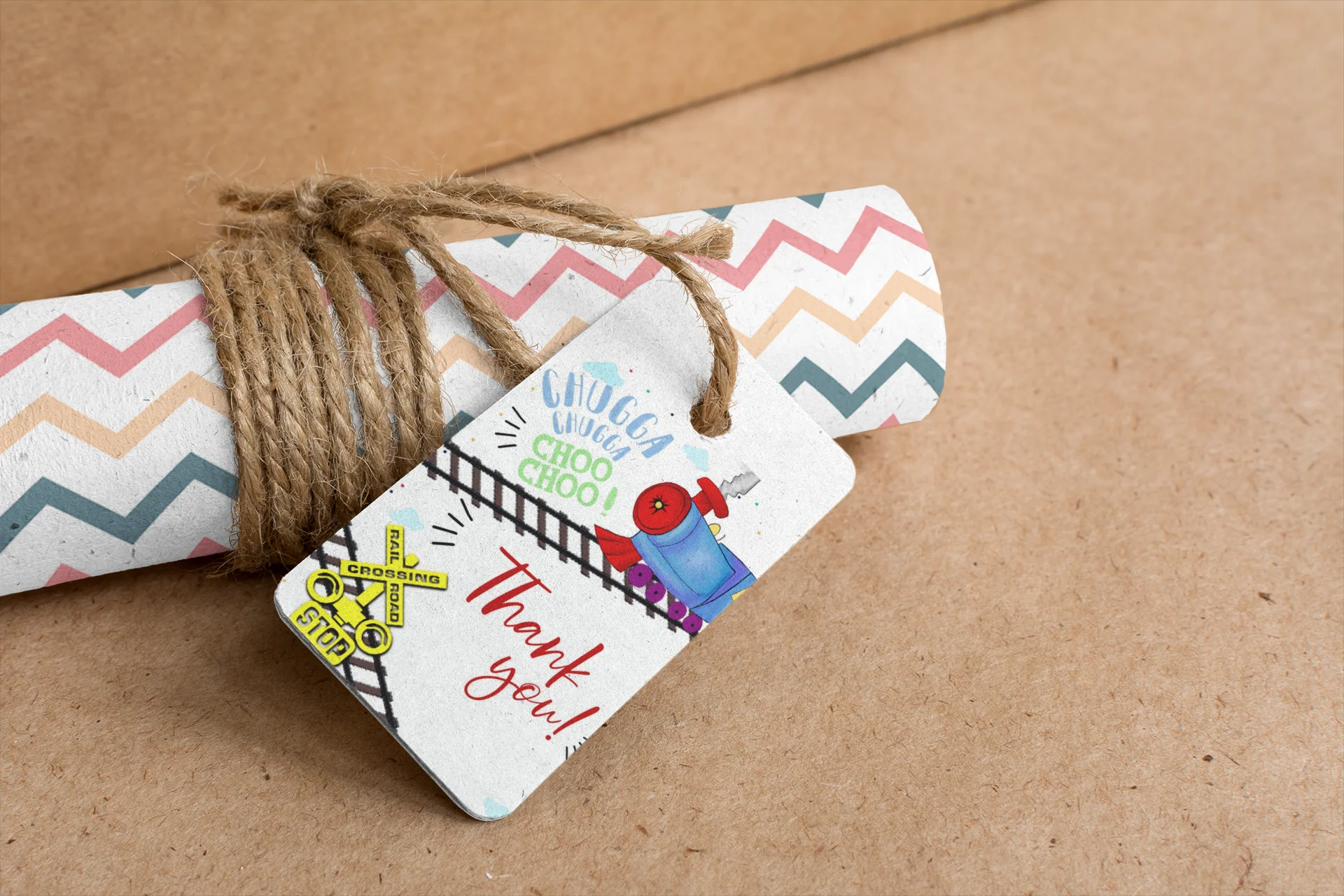 Train Theme Model 2 Birthday Favour Tags (2 x 3.5 inches/250 GSM Cardstock/Multicolour/30Pcs) - Premium Handcrafted 300 GSM Thank You Cards by Party Decor Mall India - View 5