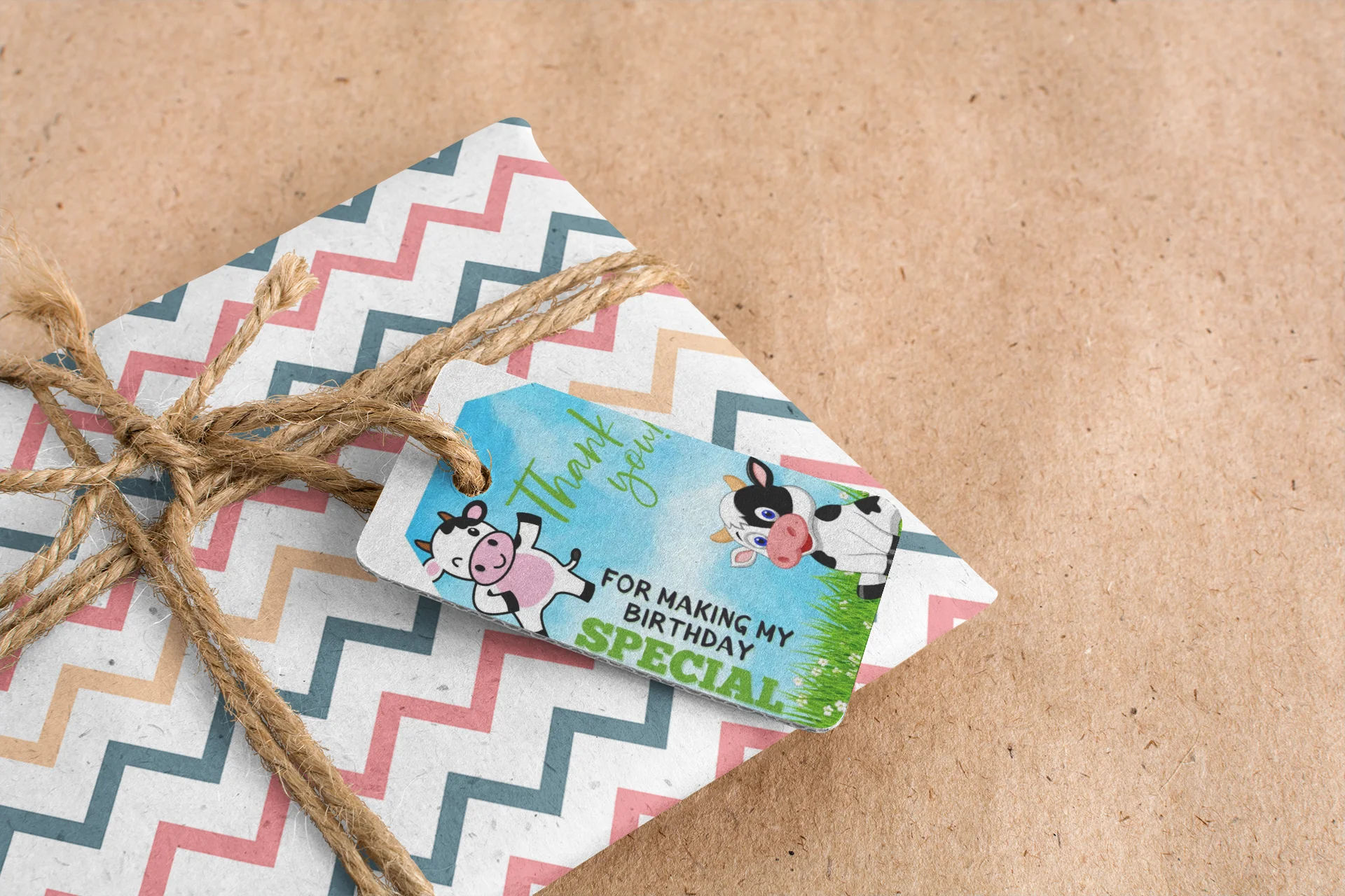 Cow Theme Birthday Favour Tags (2 x 3.5 inches/250 GSM Cardstock/Mixcolour/30Pcs) - Premium Handcrafted 300 GSM Thank You Cards by Party Decor Mall India - View 6