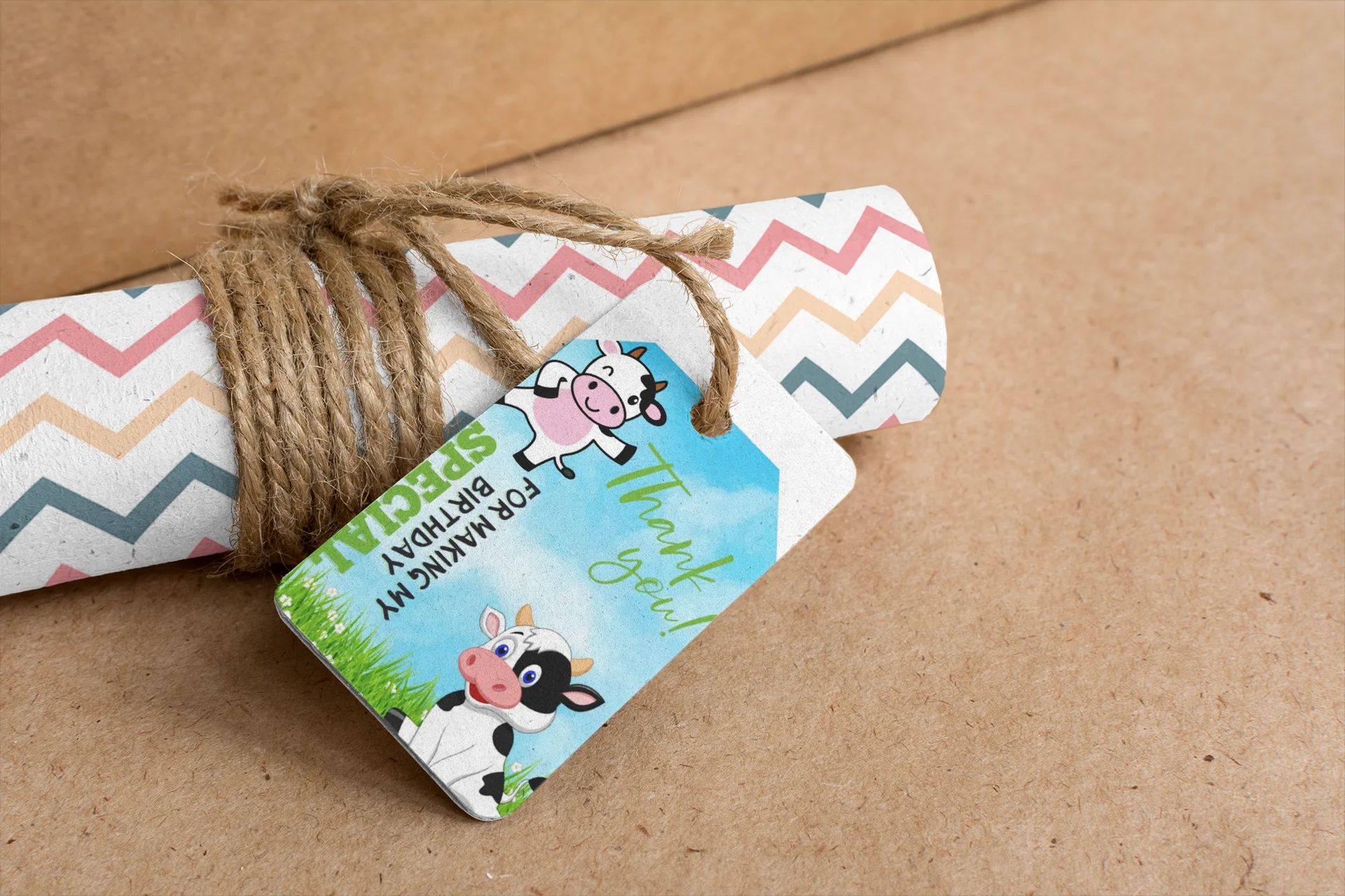 Cow Theme Birthday Favour Tags (2 x 3.5 inches/250 GSM Cardstock/Mixcolour/30Pcs) - Premium Handcrafted 300 GSM Thank You Cards by Party Decor Mall India - View 7