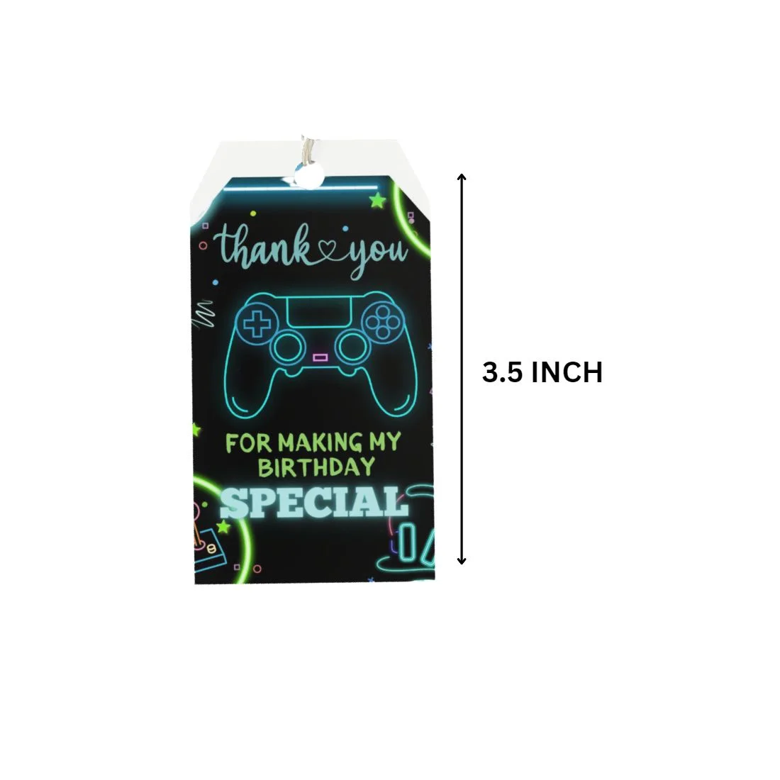 Game On Theme Birthday Favour Tags (2 x 3.5 inches/250 GSM Cardstock/Mixcolour/30Pcs) - Premium Handcrafted 300 GSM Thank You Cards by Party Decor Mall India - View 2