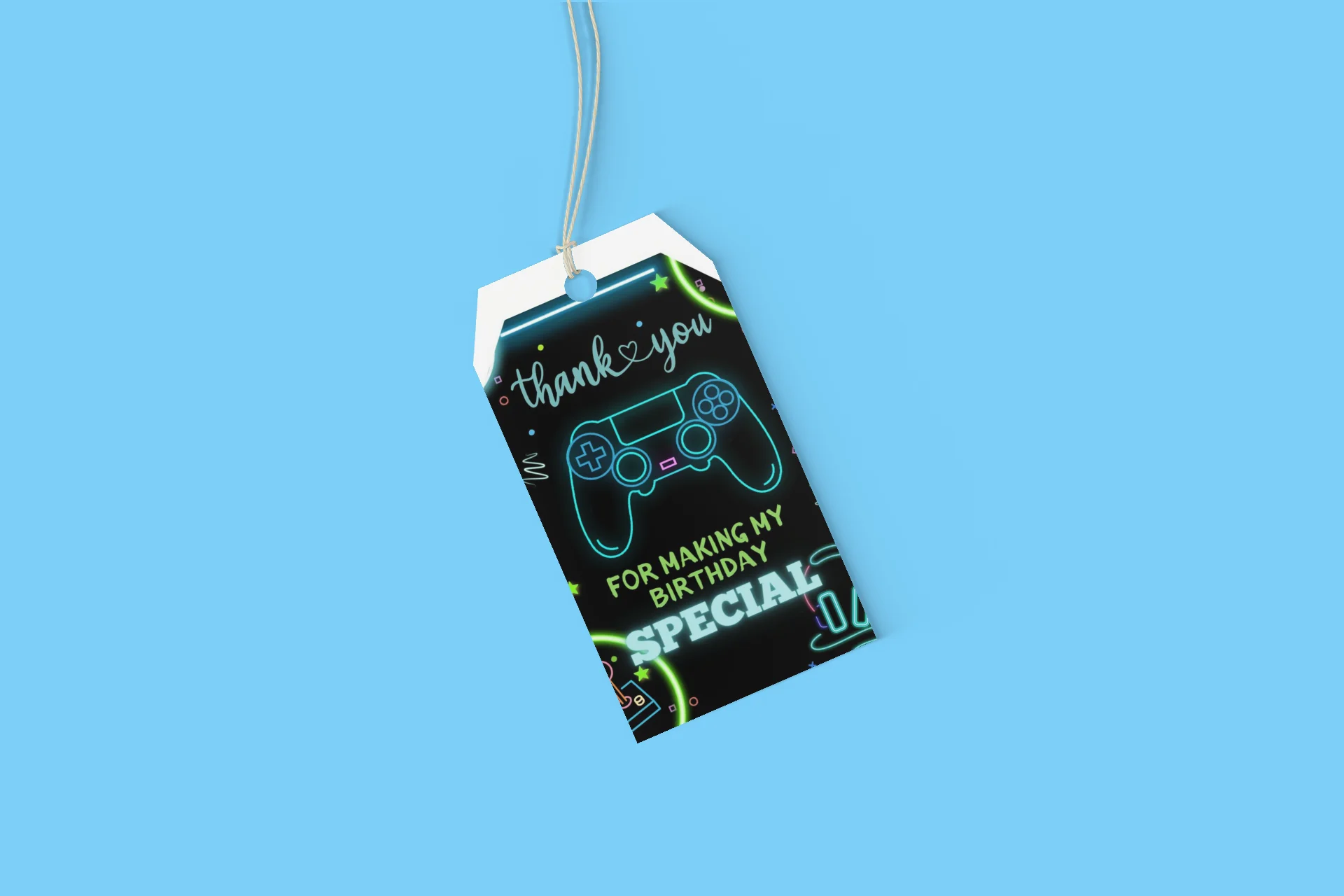Game On Theme Birthday Favour Tags (2 x 3.5 inches/250 GSM Cardstock/Mixcolour/30Pcs) - Premium Handcrafted 300 GSM Thank You Cards by Party Decor Mall India - View 8