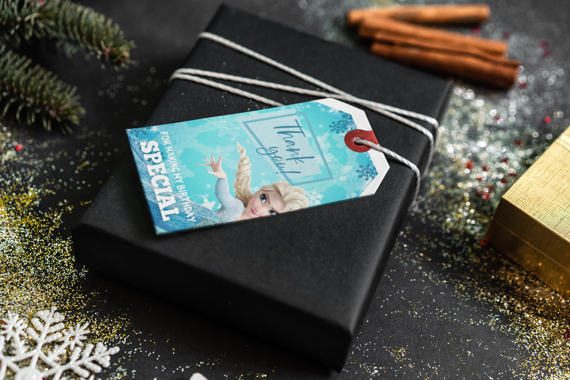Frozen Elsa Theme Model 2 Birthday Favour Tags (2 x 3.5 inches/250 GSM Cardstock/Mixcolour/30Pcs) - Premium Handcrafted 300 GSM Thank You Cards by Party Decor Mall India - View 4