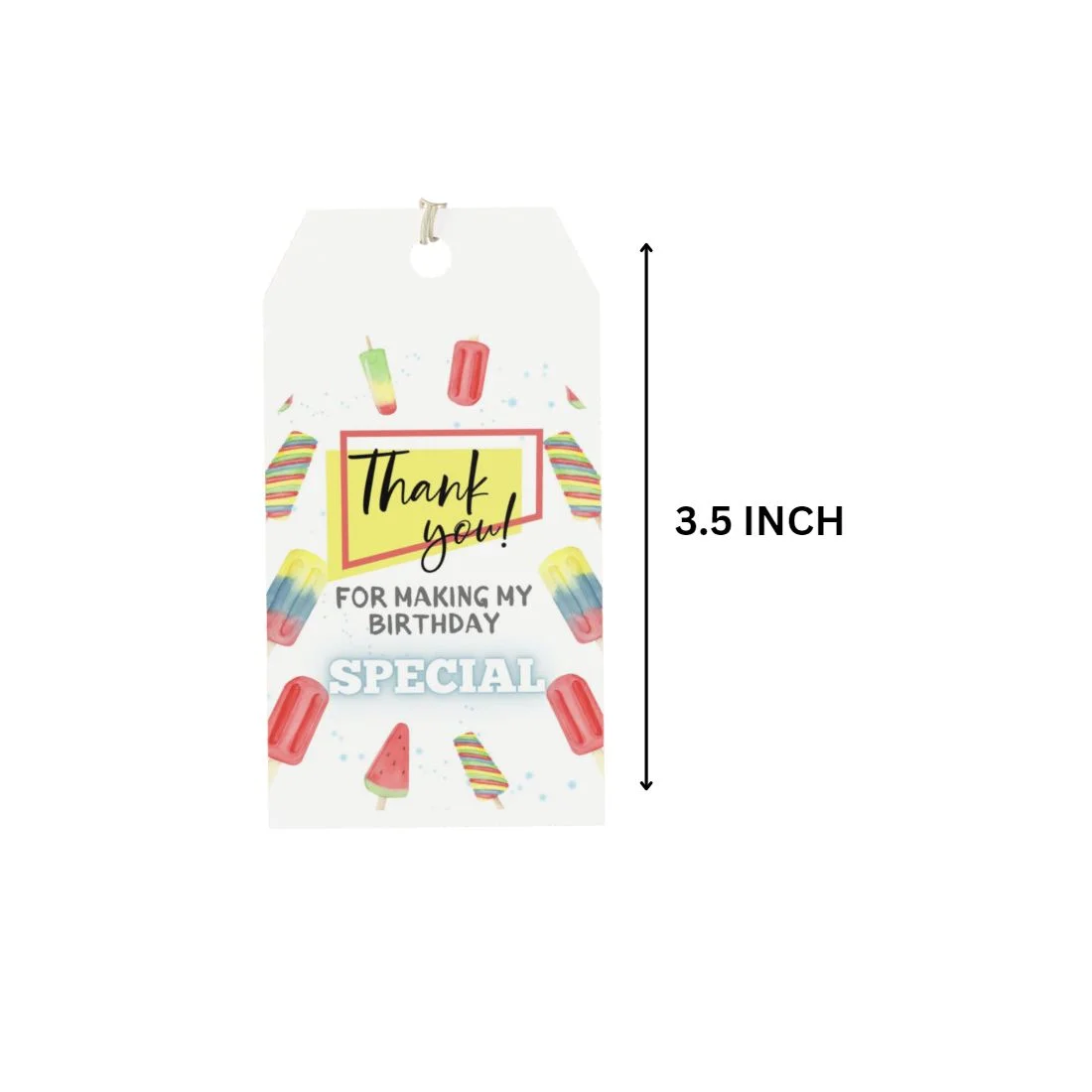 Ice Cream Theme Birthday Favour Tags (2 x 3.5 inches/250 GSM Cardstock/Mixcolour/30Pcs) - Premium Handcrafted 300 GSM Thank You Cards by Party Decor Mall India - View 2