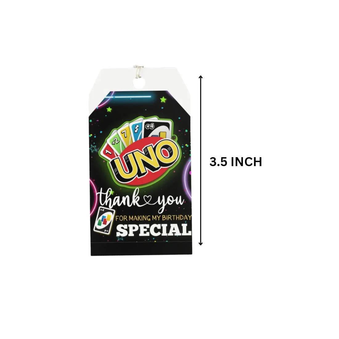 Uno Card Theme Birthday Favour Tags (2 x 3.5 inches/250 GSM Cardstock/Mixcolour/30Pcs) - Premium Handcrafted 300 GSM Thank You Cards by Party Decor Mall India - View 2