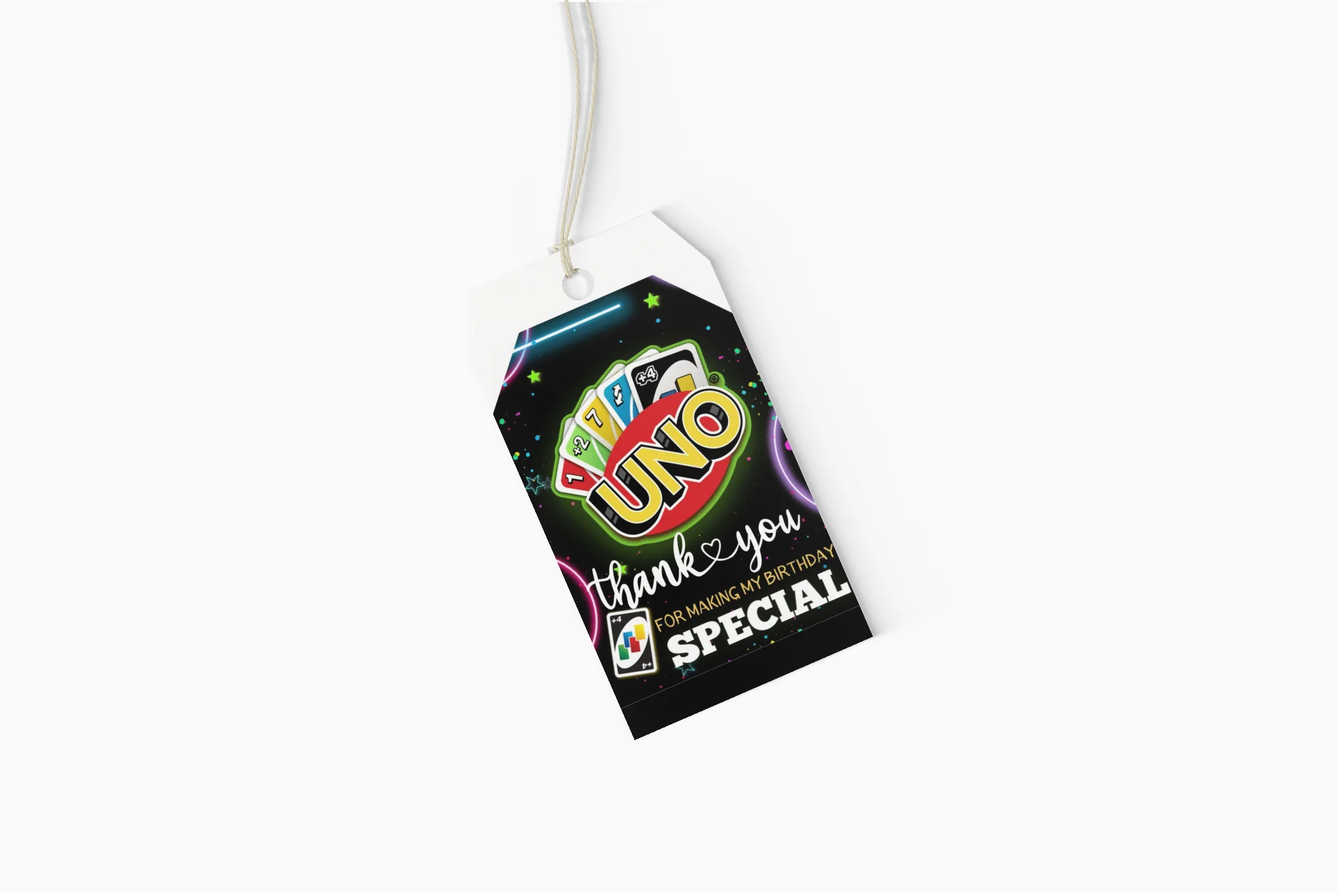 Uno Card Theme Birthday Favour Tags (2 x 3.5 inches/250 GSM Cardstock/Mixcolour/30Pcs) - Premium Handcrafted 300 GSM Thank You Cards by Party Decor Mall India - View 8