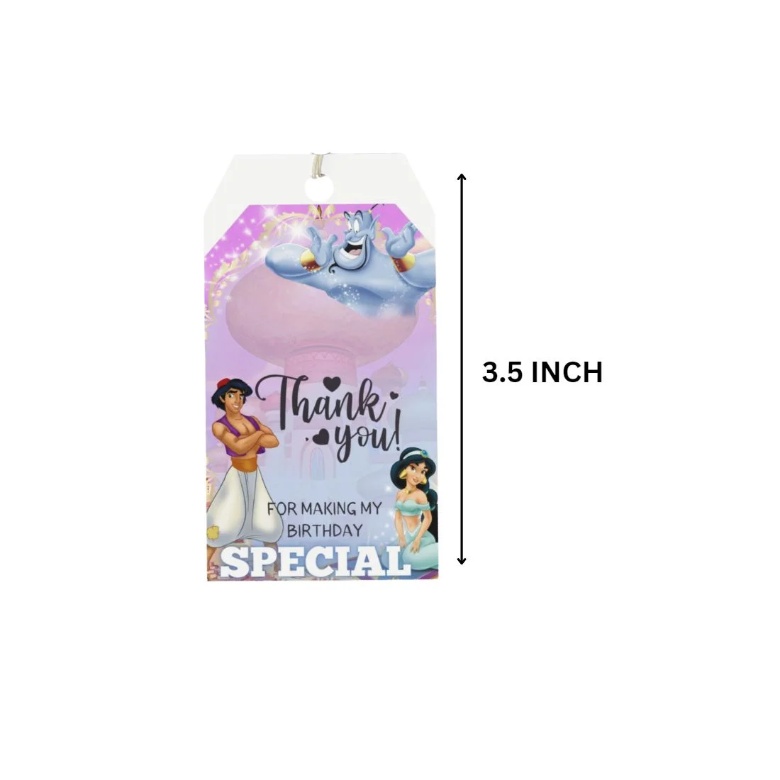 Aladdin Theme Birthday Favour Tags (2 x 3.5 inches/250 GSM Cardstock/Mixcolour/30Pcs) - Premium Handcrafted 300 GSM Thank You Cards by Party Decor Mall India - View 2