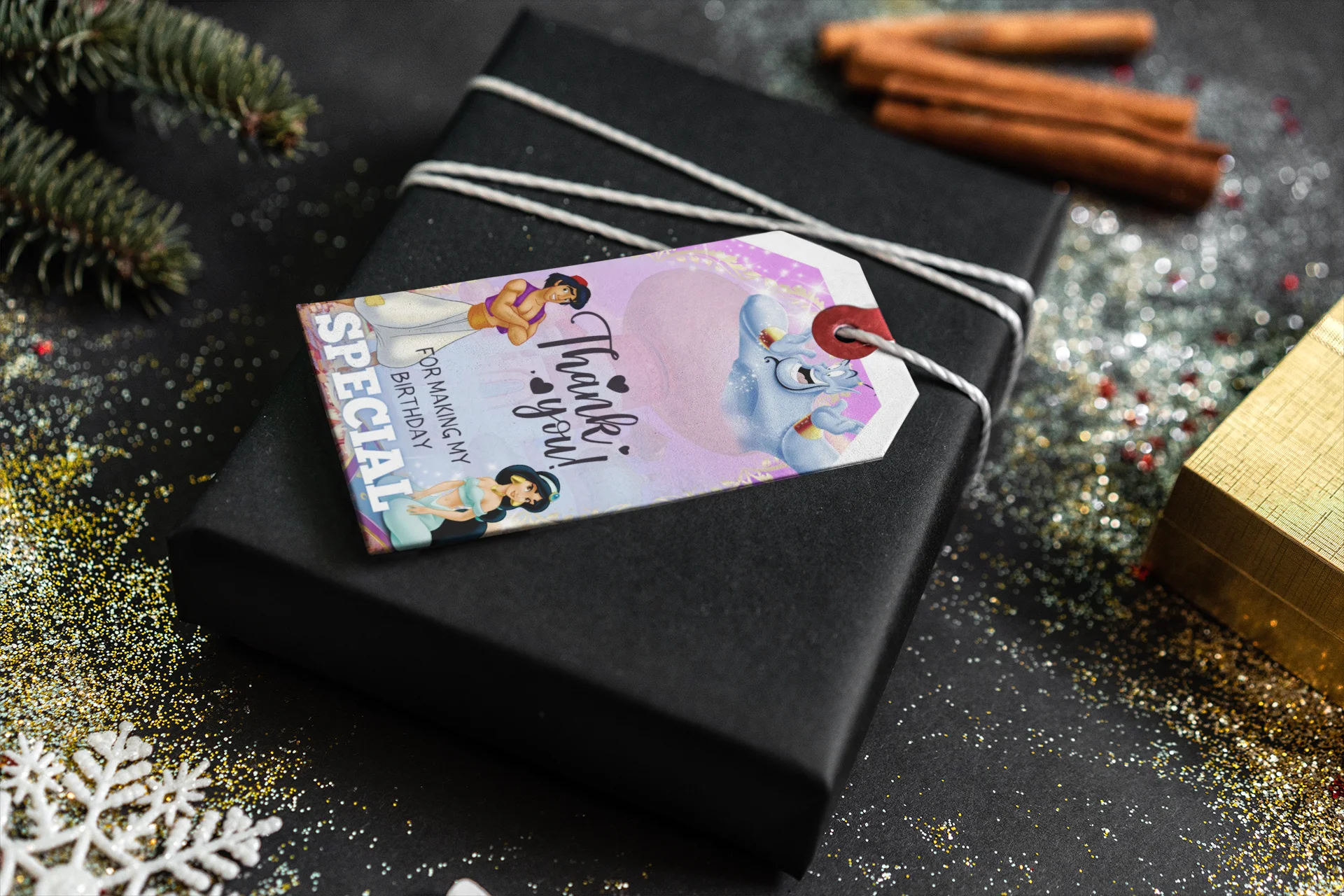 Aladdin Theme Birthday Favour Tags (2 x 3.5 inches/250 GSM Cardstock/Mixcolour/30Pcs) - Premium Handcrafted 300 GSM Thank You Cards by Party Decor Mall India - View 4