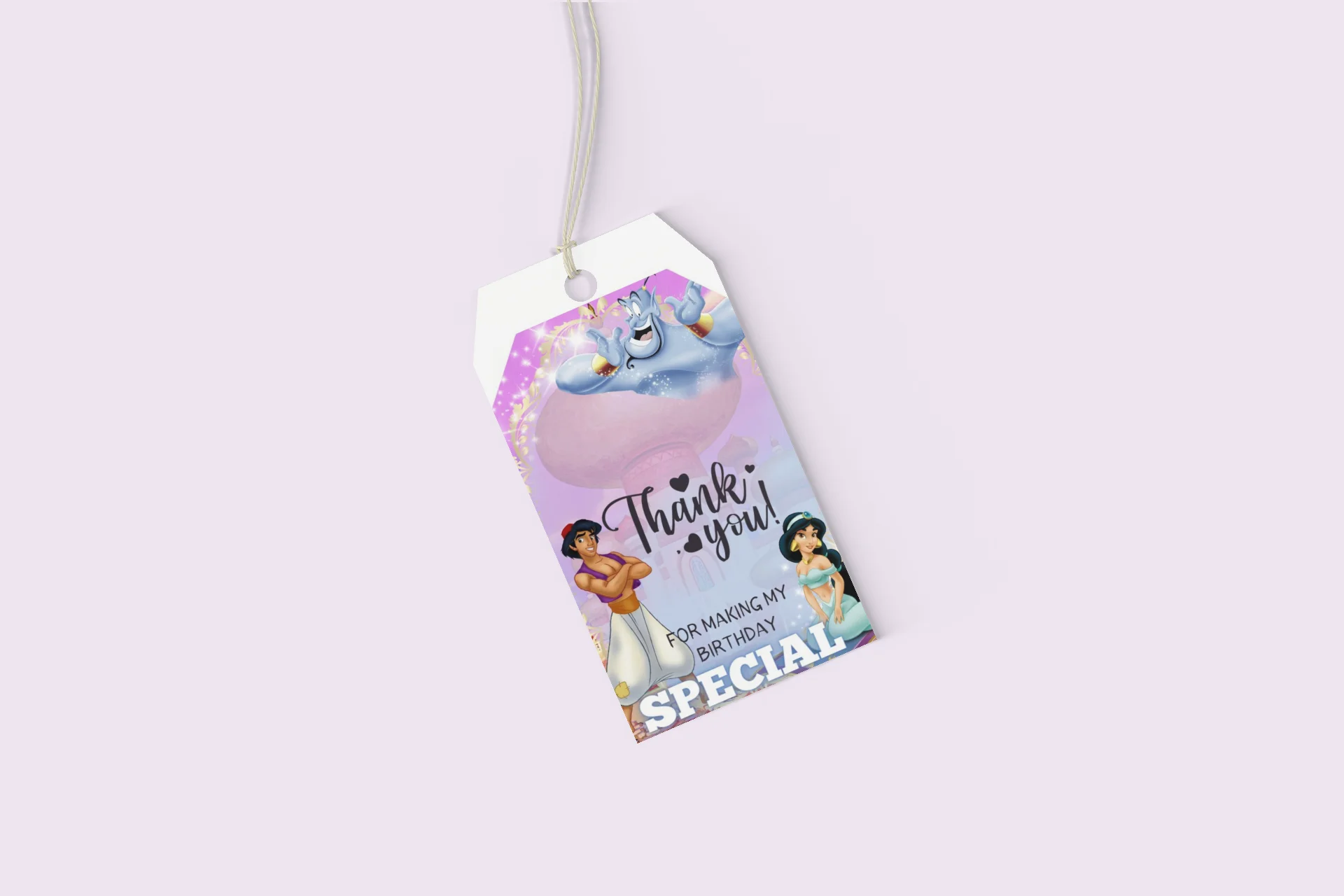 Aladdin Theme Birthday Favour Tags (2 x 3.5 inches/250 GSM Cardstock/Mixcolour/30Pcs) - Premium Handcrafted 300 GSM Thank You Cards by Party Decor Mall India - View 8