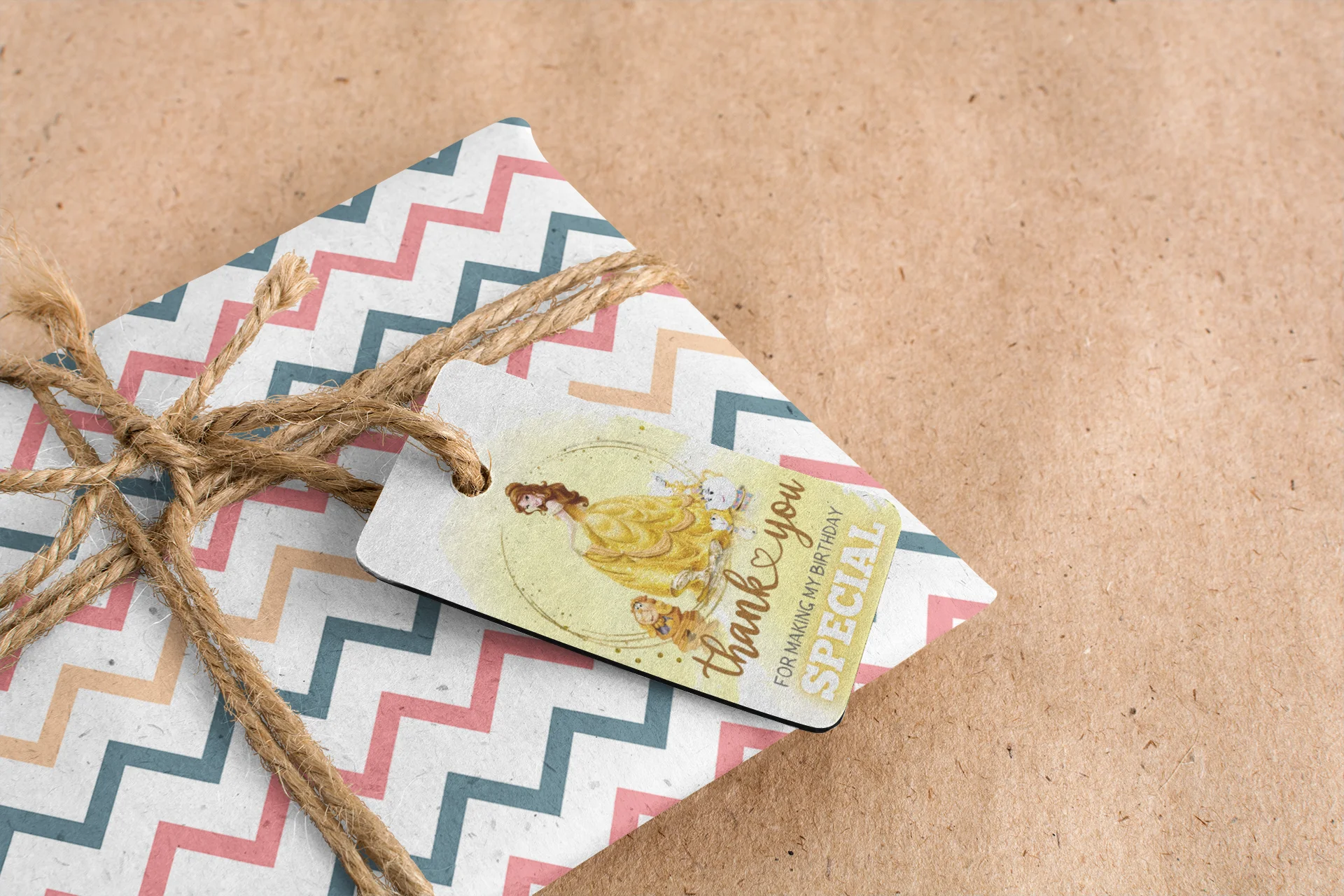 Belle Princess Theme Birthday Favour Tags (2 x 3.5 inches/250 GSM Cardstock/Yellow, Brown, & White/30Pcs) - Premium Handcrafted 300 GSM Thank You Cards by Party Decor Mall India - View 6