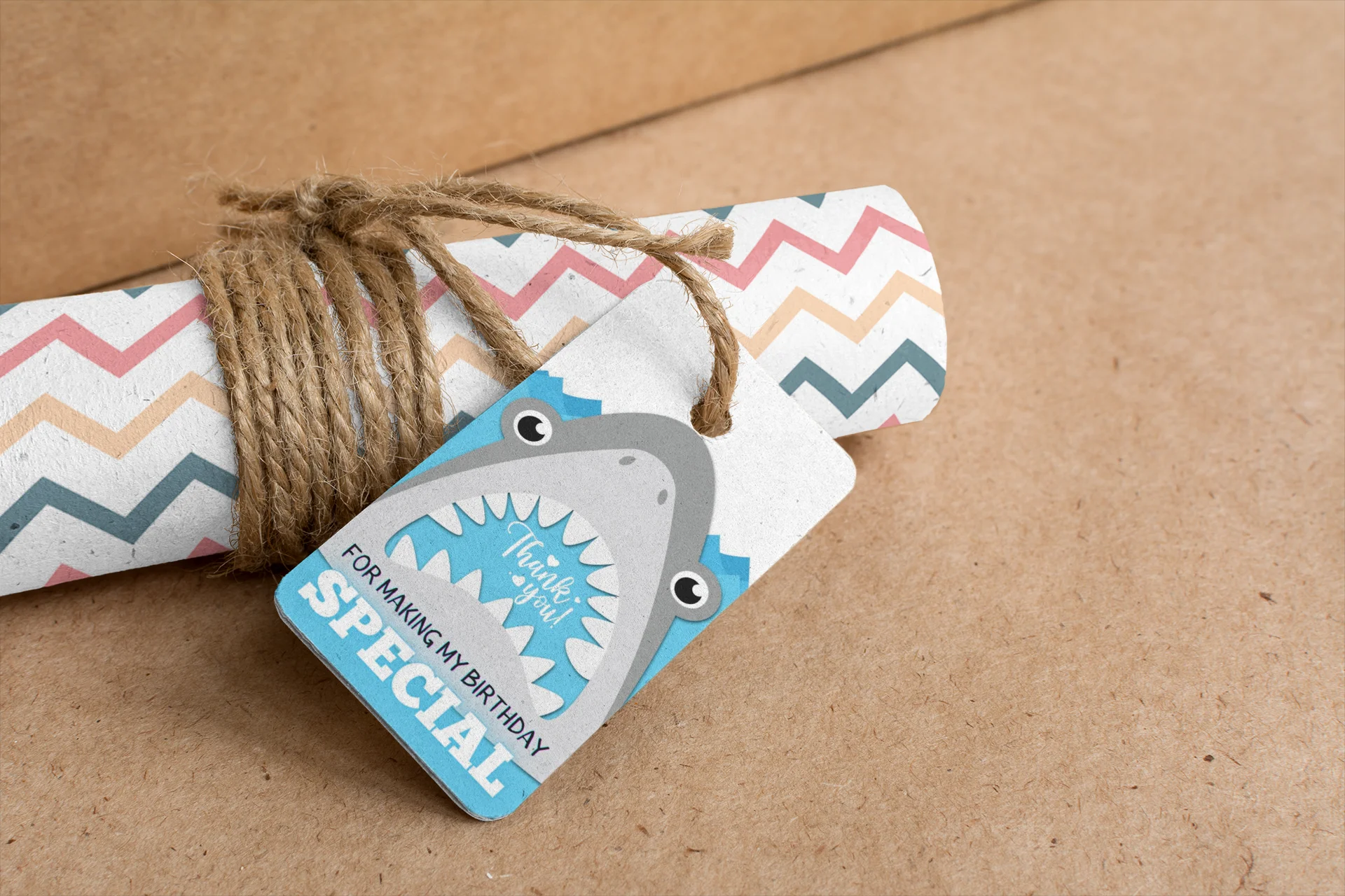 Shark Theme Birthday Favour Tags (2 x 3.5 inches/250 GSM Cardstock/Gray, White, Light Blue, Black/30Pcs) - Premium Handcrafted 300 GSM Thank You Cards by Party Decor Mall India - View 7