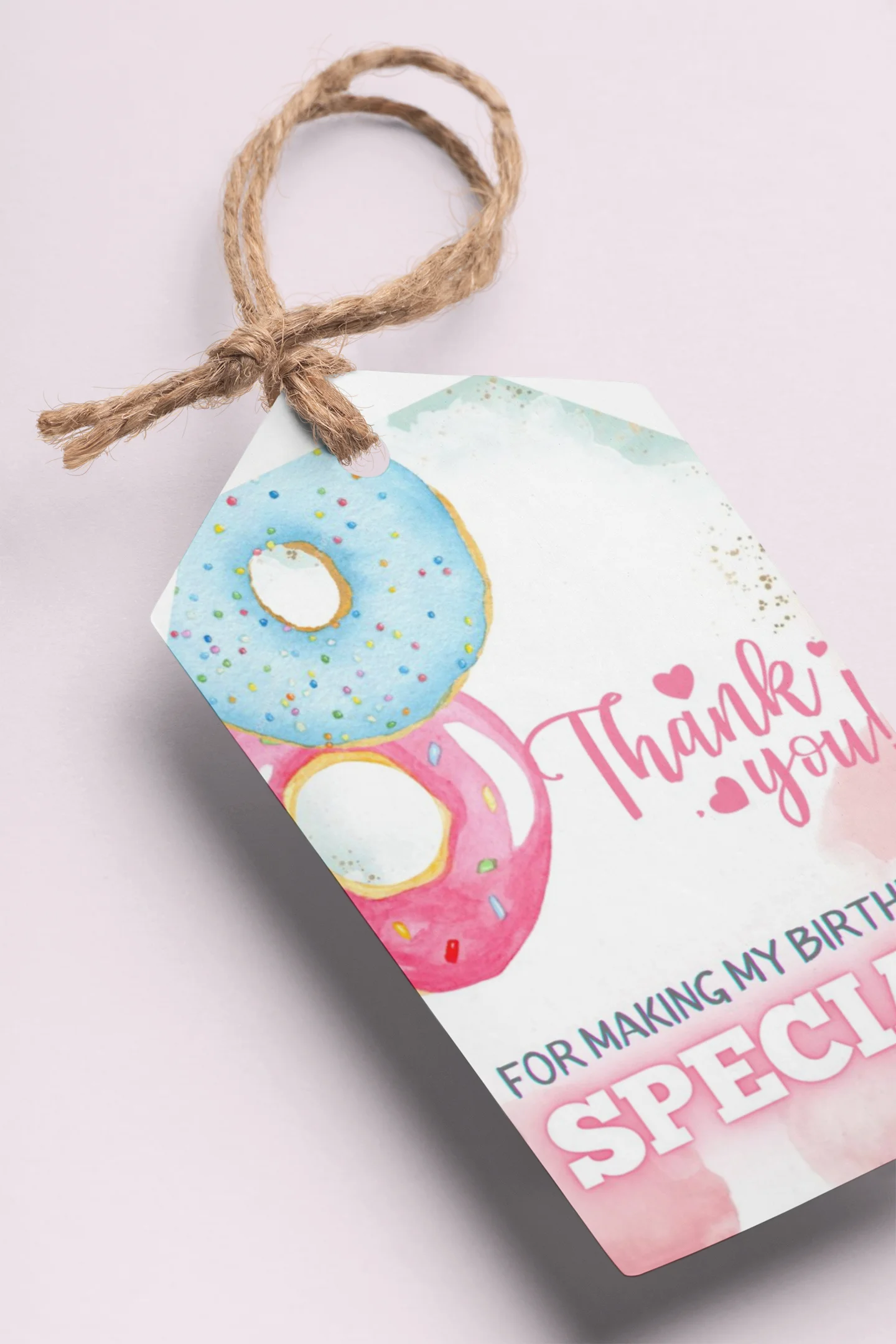 Doughnut Theme Model 2 Birthday Favour Tags (2 x 3.5 inches/250 GSM Cardstock/Mixcolour/30Pcs) - Premium Handcrafted 300 GSM Thank You Cards by Party Decor Mall India - View 1