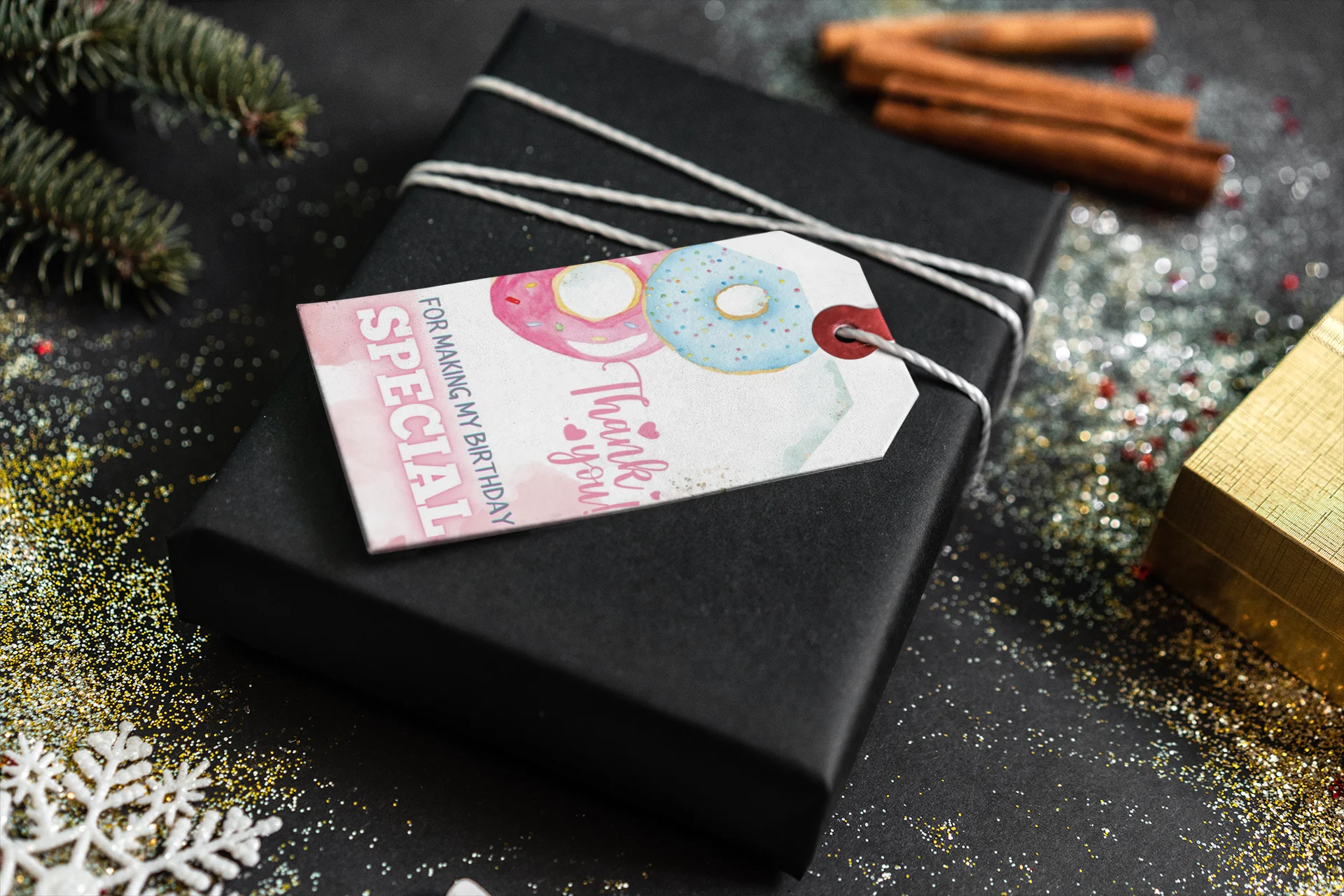 Doughnut Theme Model 2 Birthday Favour Tags (2 x 3.5 inches/250 GSM Cardstock/Mixcolour/30Pcs) - Premium Handcrafted 300 GSM Thank You Cards by Party Decor Mall India - View 4