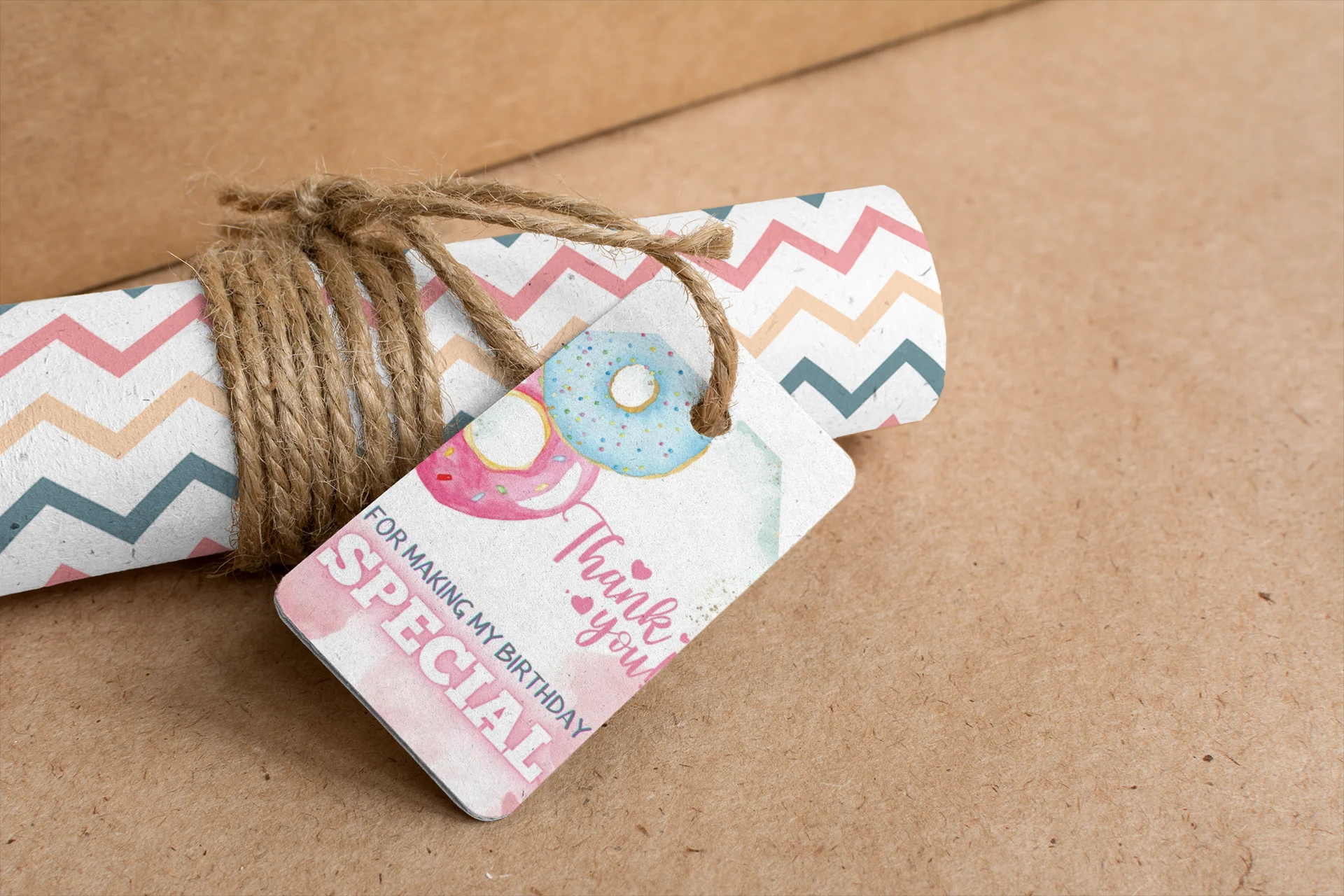 Doughnut Theme Model 2 Birthday Favour Tags (2 x 3.5 inches/250 GSM Cardstock/Mixcolour/30Pcs) - Premium Handcrafted 300 GSM Thank You Cards by Party Decor Mall India - View 7