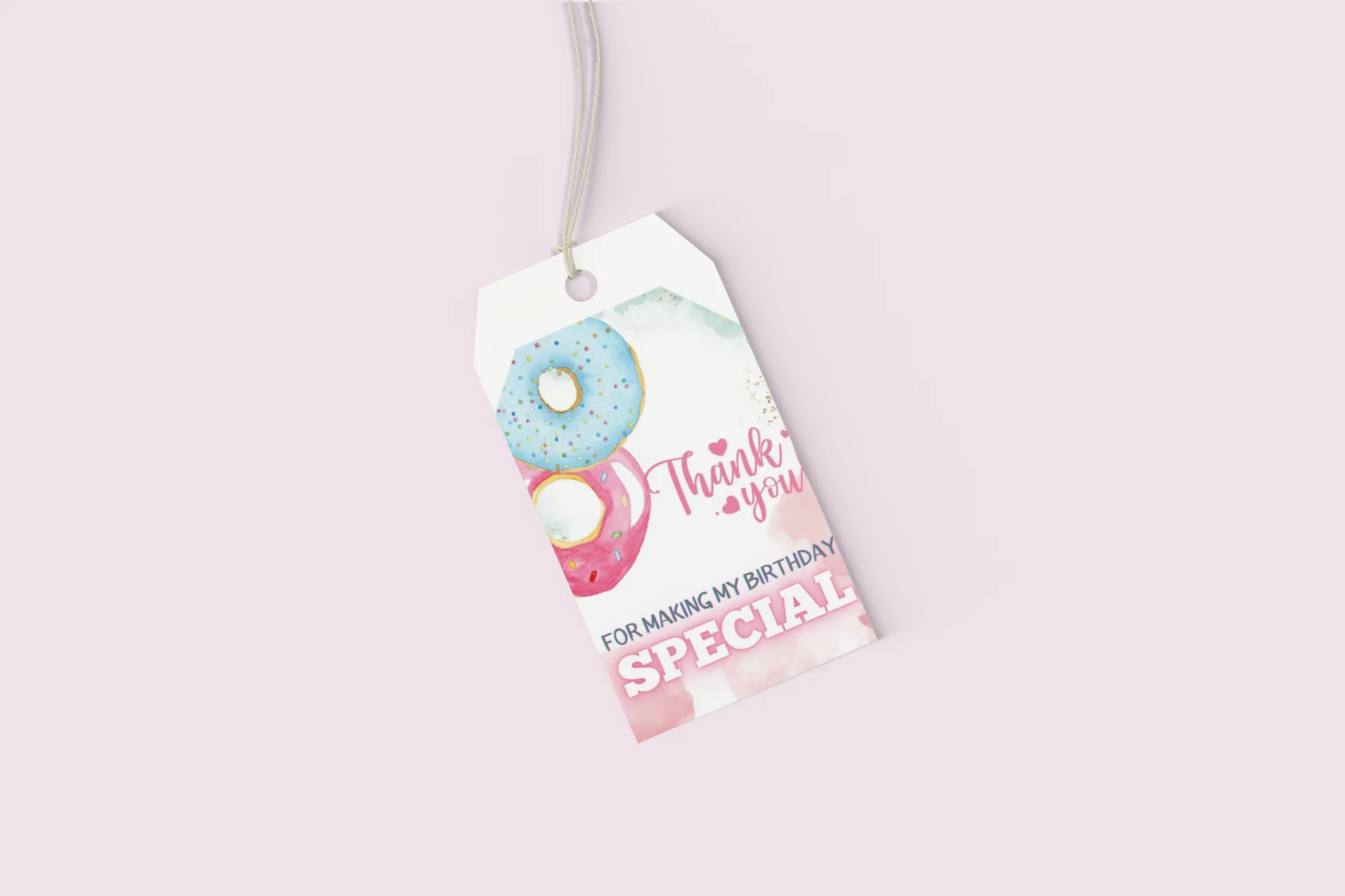Doughnut Theme Model 2 Birthday Favour Tags (2 x 3.5 inches/250 GSM Cardstock/Mixcolour/30Pcs) - Premium Handcrafted 300 GSM Thank You Cards by Party Decor Mall India - View 8