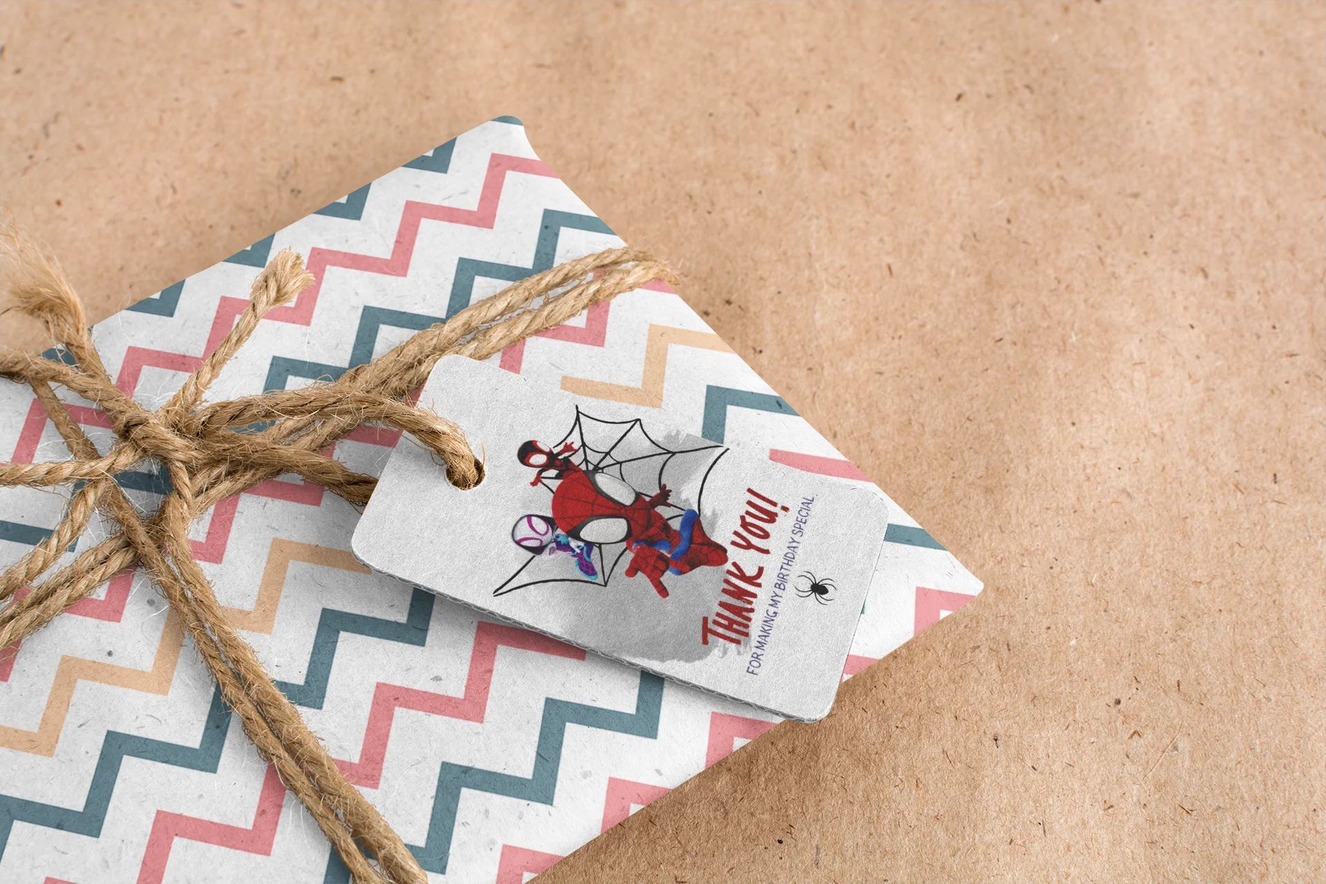 Spider Man Theme Birthday Favour Tags (2 x 3.5 inches/250 GSM Cardstock/Multicolour/30Pcs) - Premium Handcrafted 300 GSM Thank You Cards by Party Decor Mall India - View 6