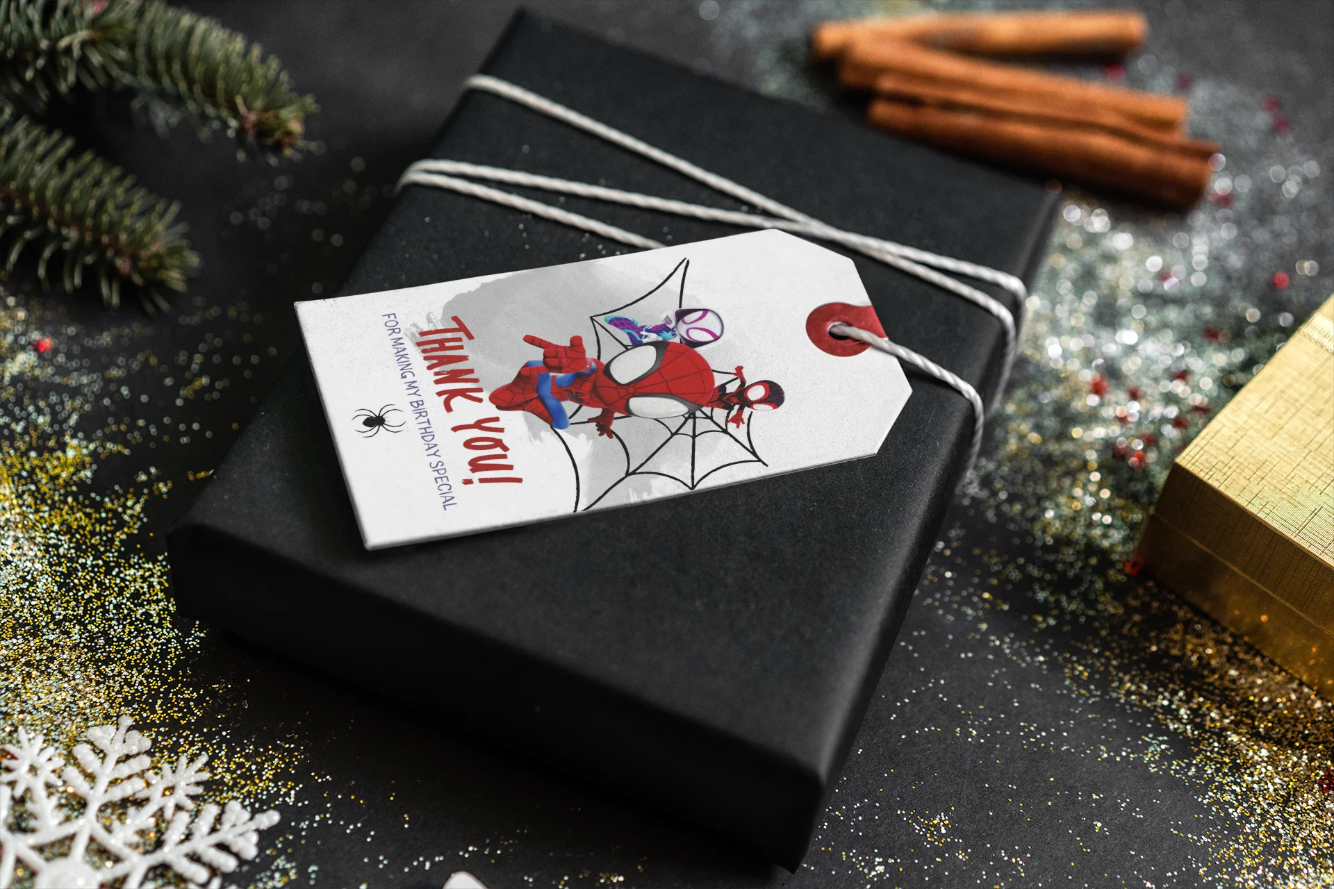 Spider Man Theme Birthday Favour Tags (2 x 3.5 inches/250 GSM Cardstock/Multicolour/30Pcs) - Premium Handcrafted 300 GSM Thank You Cards by Party Decor Mall India - View 8