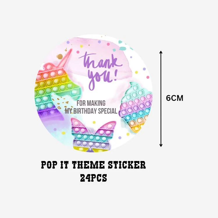 Pop It Theme- Return Gift/birthday decor Thankyou Sticker (6 CM/Sticker/Multicolour/24Pcs) - Premium Handcrafted 300 GSM Return Gift Label Stickers by Party Decor Mall India - View 2