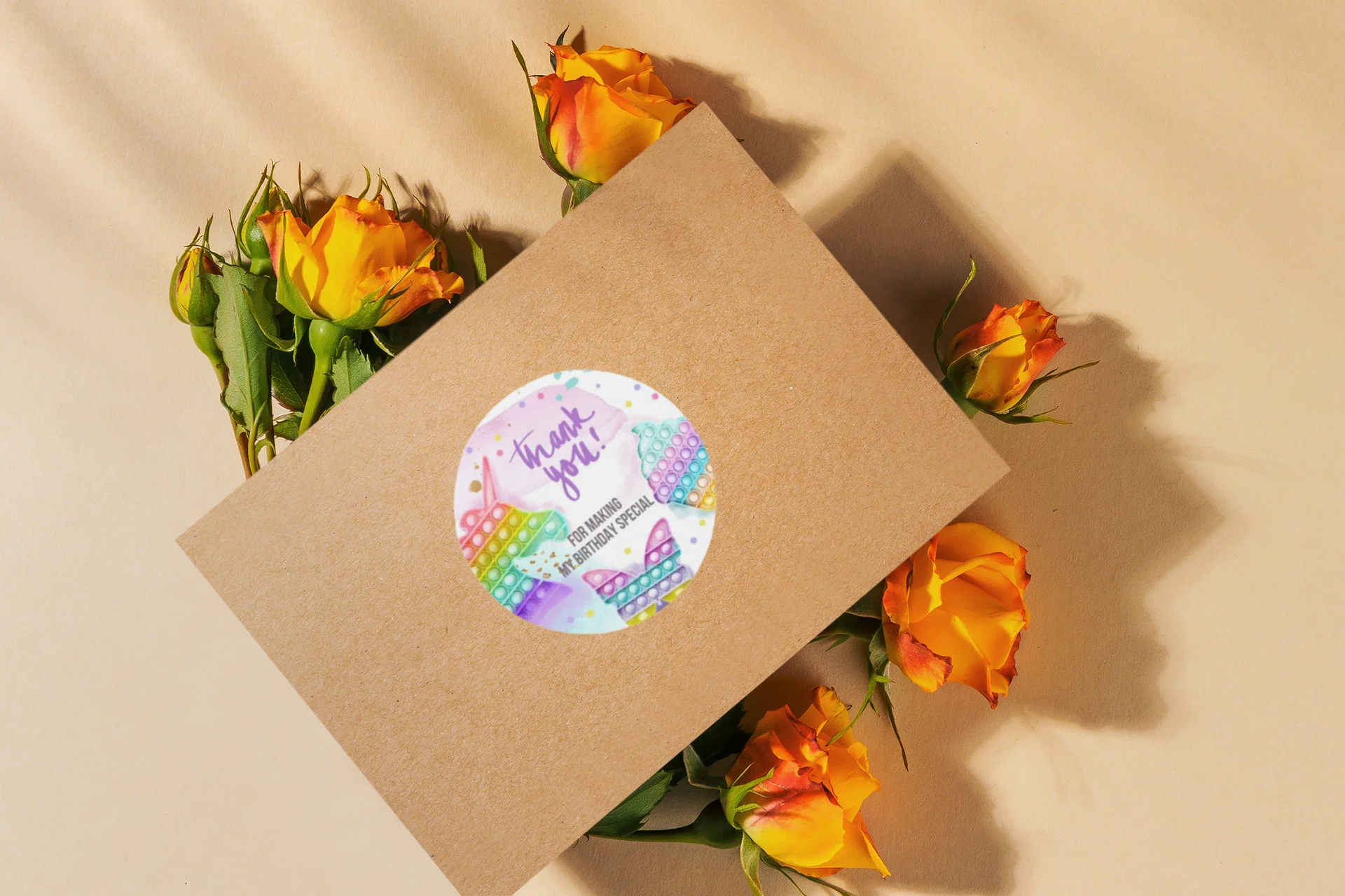 Pop It Theme- Return Gift/birthday decor Thankyou Sticker (6 CM/Sticker/Multicolour/24Pcs) - Premium Handcrafted 300 GSM Return Gift Label Stickers by Party Decor Mall India - View 6