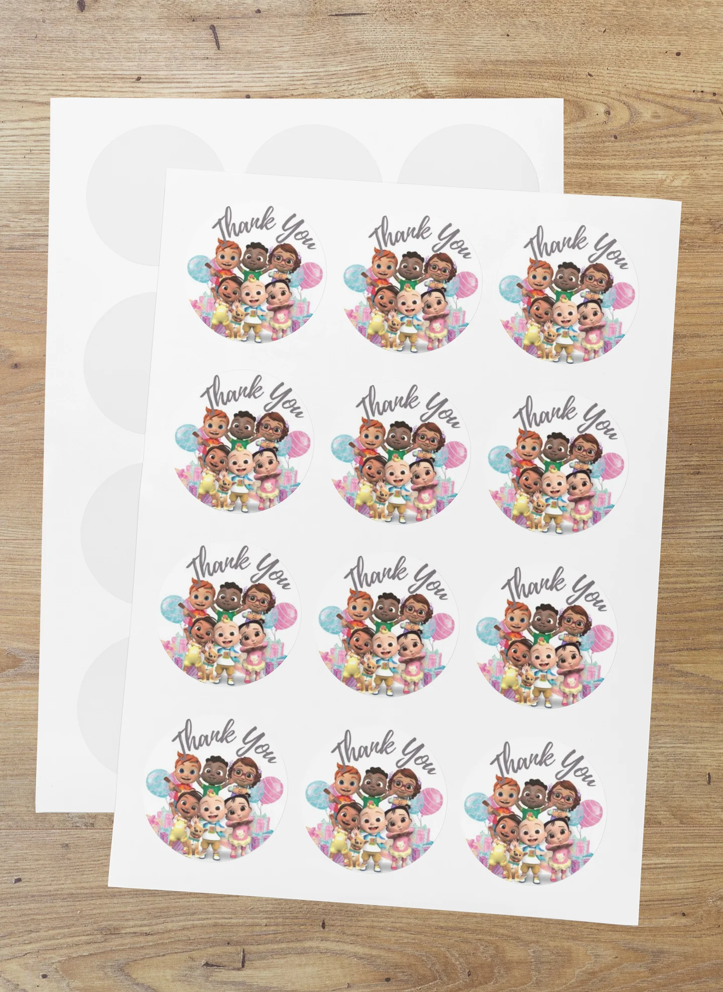 Cocomelon Theme- Return Gift/birthday decor Thankyou Sticker (6 CM/Sticker/Multicolour/24Pcs) - Premium Handcrafted 300 GSM Return Gift Label Stickers by Party Decor Mall India - View 1
