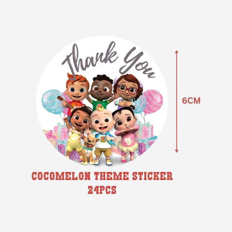Cocomelon Theme- Return Gift/birthday decor Thankyou Sticker (6 CM/Sticker/Multicolour/24Pcs) - Premium Handcrafted 300 GSM Return Gift Label Stickers by Party Decor Mall India - View 2