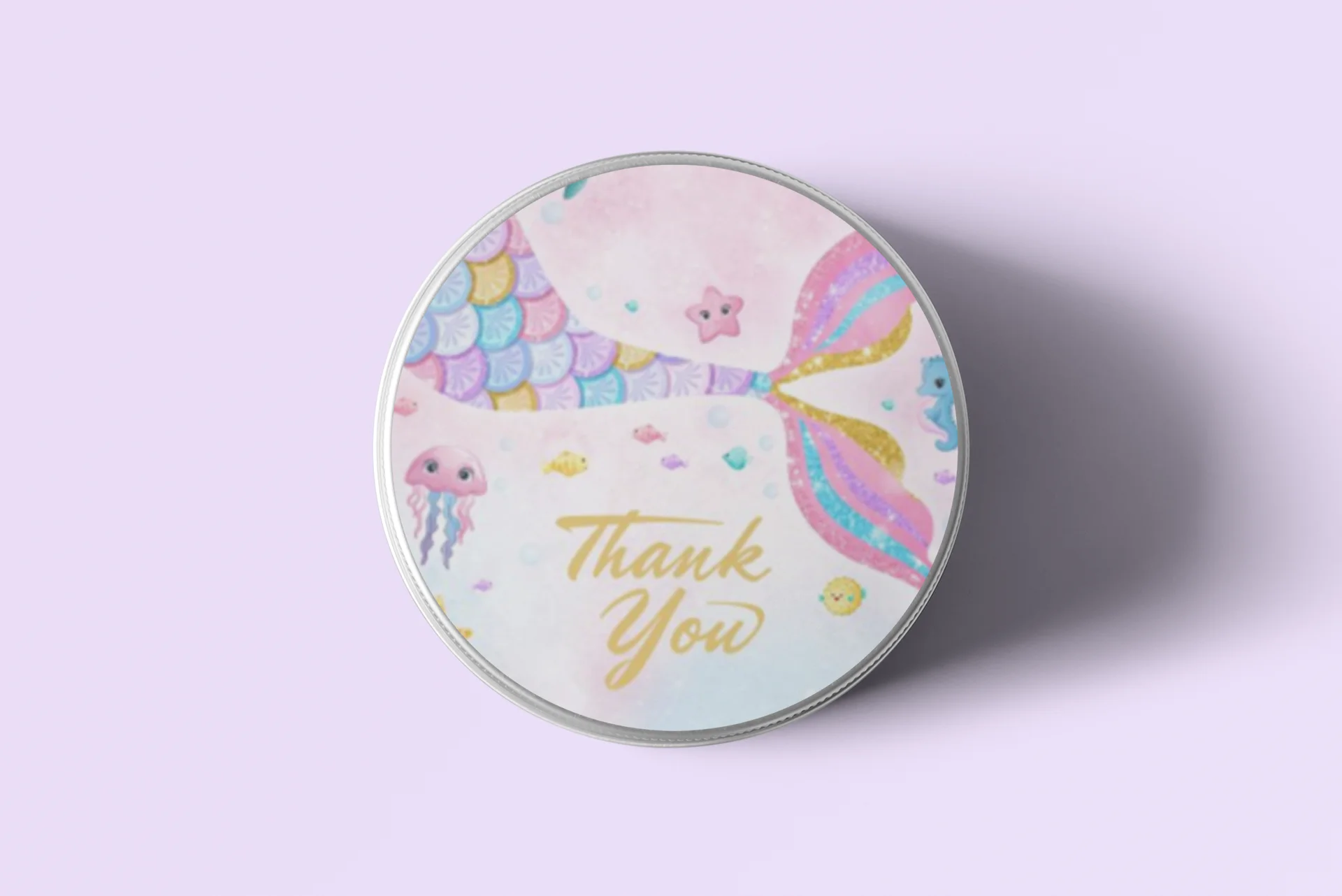 Mermaid Theme Model 2 - Return Gift/birthday decor Thankyou Sticker (6 CM/Sticker/Multicolour/24Pcs) - Premium Handcrafted 300 GSM Return Gift Label Stickers by Party Decor Mall India - View 4