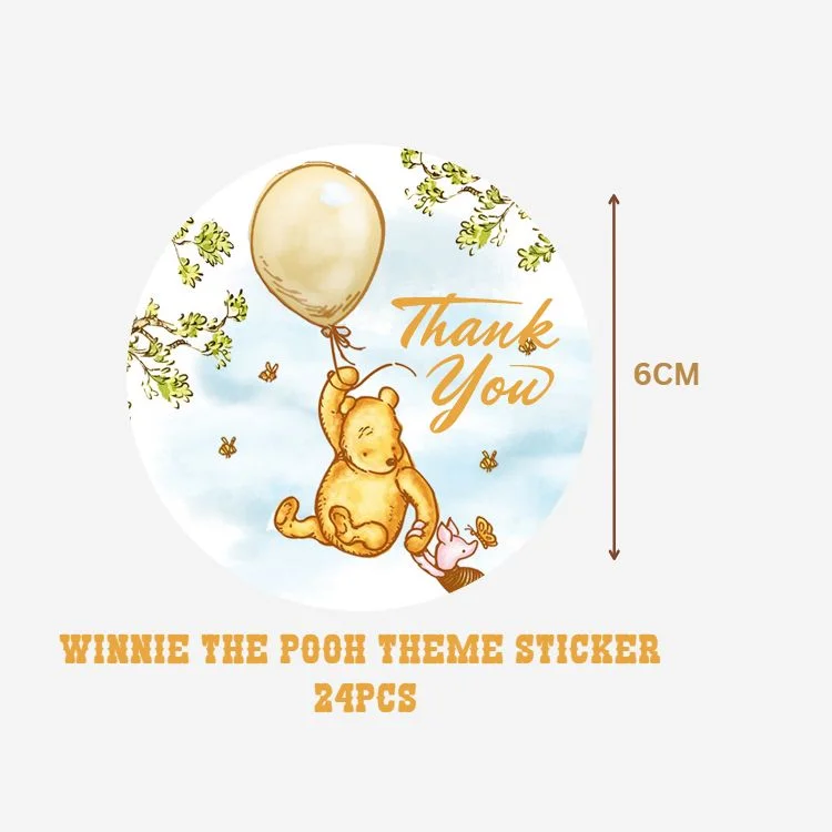 Winnie The Pooh Theme- Return Gift/birthday decor Thankyou Sticker (6 CM/Sticker/Multicolour/24Pcs) - Premium Handcrafted 300 GSM Return Gift Label Stickers by Party Decor Mall India - View 2