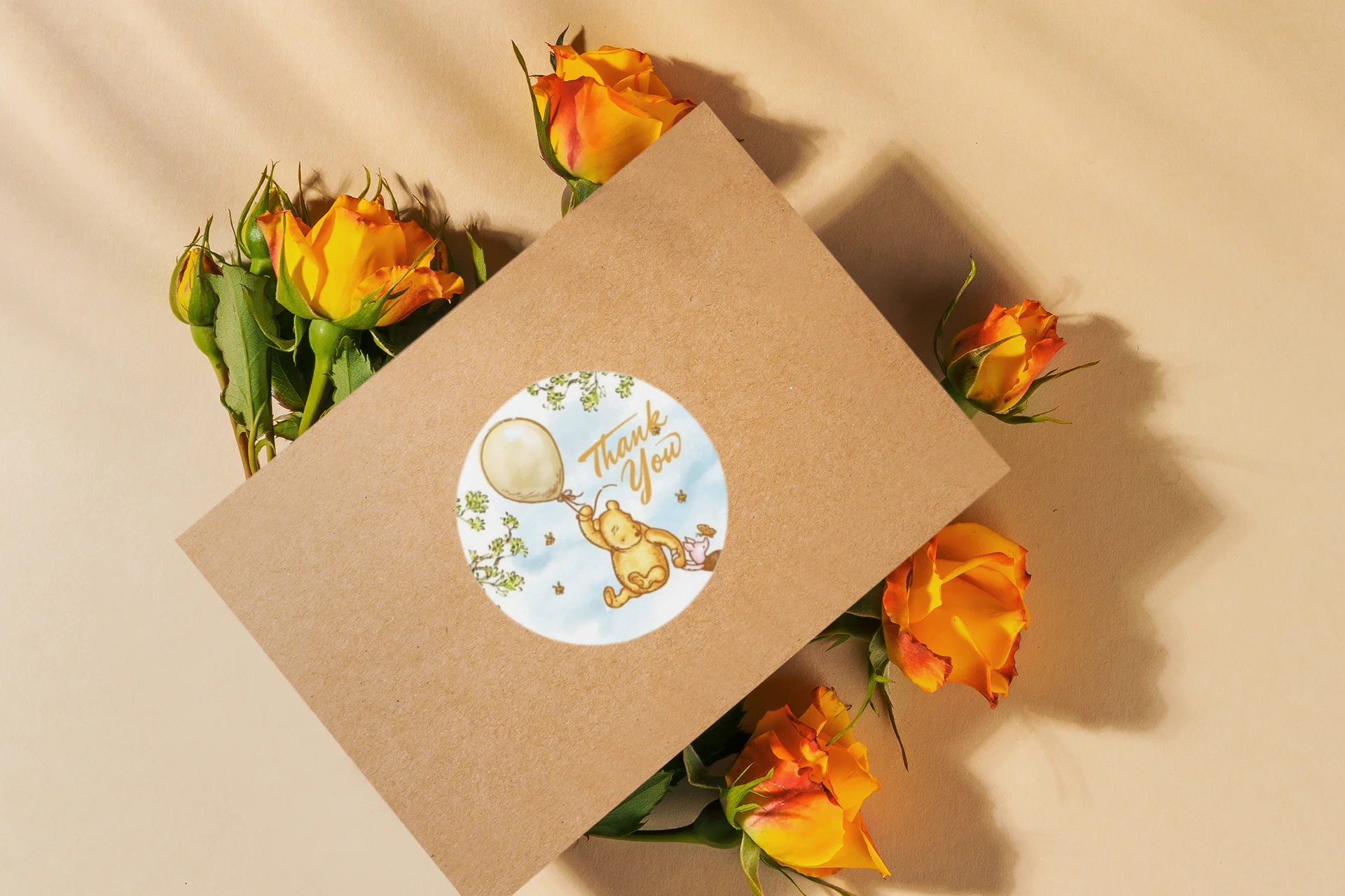 Winnie The Pooh Theme- Return Gift/birthday decor Thankyou Sticker (6 CM/Sticker/Multicolour/24Pcs) - Premium Handcrafted 300 GSM Return Gift Label Stickers by Party Decor Mall India - View 6