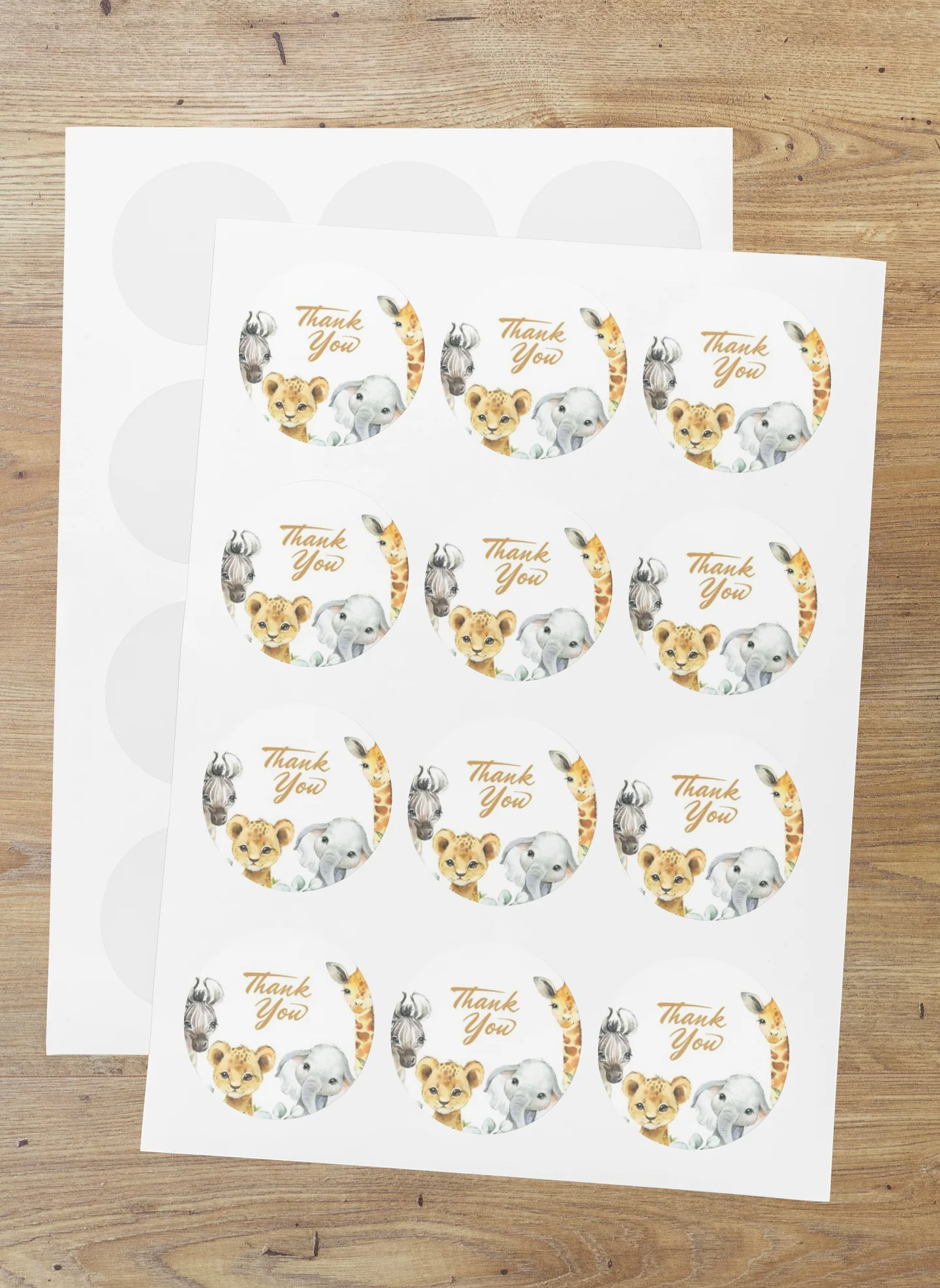 Animals Theme- Return Gift/birthday decor Thankyou Sticker (6 CM/Sticker/Multicolour/24Pcs) - Premium Handcrafted 300 GSM Return Gift Label Stickers by Party Decor Mall India - View 1