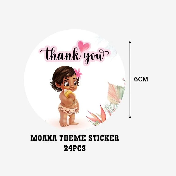 Moana Theme- Return Gift/birthday decor Thankyou Sticker (6 CM/Sticker/Multicolour/24Pcs) - Premium Handcrafted 300 GSM Return Gift Label Stickers by Party Decor Mall India - View 2