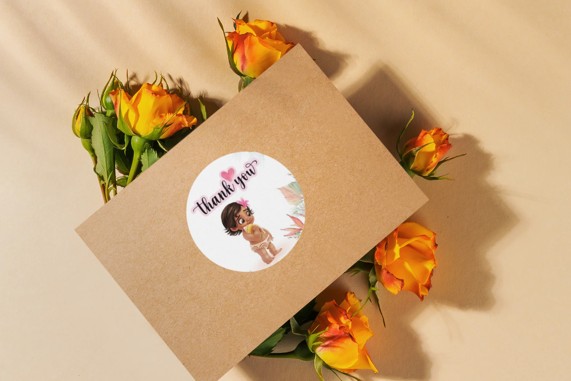 Moana Theme- Return Gift/birthday decor Thankyou Sticker (6 CM/Sticker/Multicolour/24Pcs) - Premium Handcrafted 300 GSM Return Gift Label Stickers by Party Decor Mall India - View 6