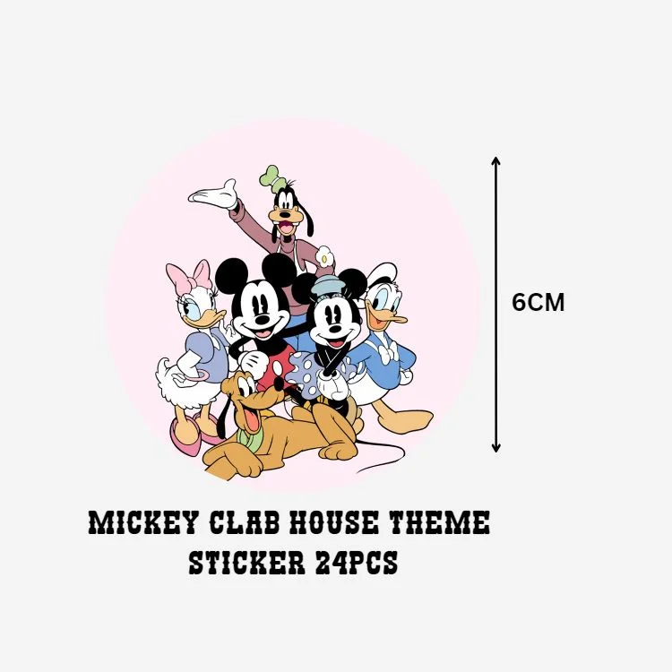 Mickey Club House Theme- Return Gift/birthday decor Thankyou Sticker (6 CM/Sticker/Multicolour/24Pcs) - Premium Handcrafted 300 GSM Return Gift Label Stickers by Party Decor Mall India - View 2