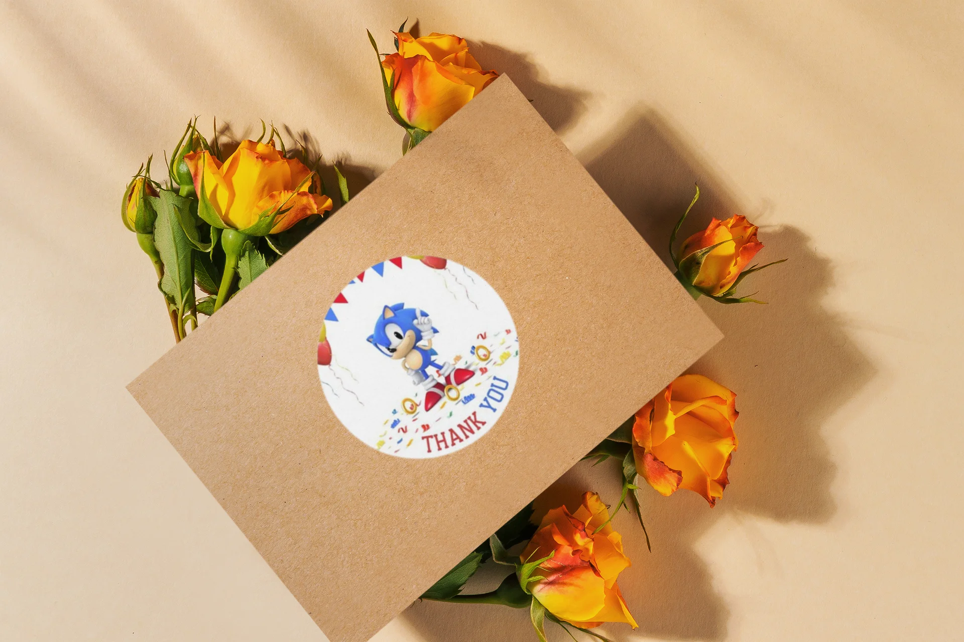 Sonic Theme- Return Gift/birthday decor Thankyou Sticker (6 CM/Sticker/Multicolour/24Pcs) - Premium Handcrafted 300 GSM Return Gift Label Stickers by Party Decor Mall India - View 6