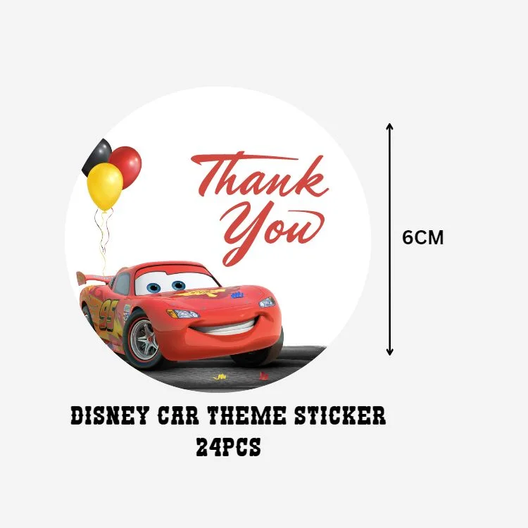 Disney Car Theme- Return Gift/birthday decor Thankyou Sticker (6 CM/Sticker/Multicolour/24Pcs) - Premium Handcrafted 300 GSM Return Gift Label Stickers by Party Decor Mall India - View 2