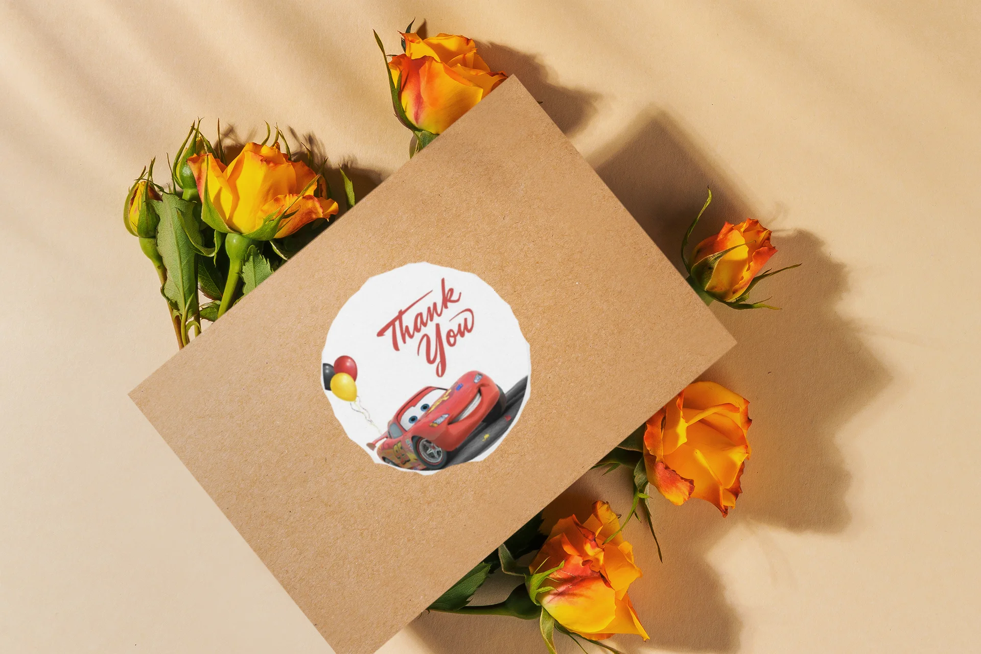 Disney Car Theme- Return Gift/birthday decor Thankyou Sticker (6 CM/Sticker/Multicolour/24Pcs) - Premium Handcrafted 300 GSM Return Gift Label Stickers by Party Decor Mall India - View 6