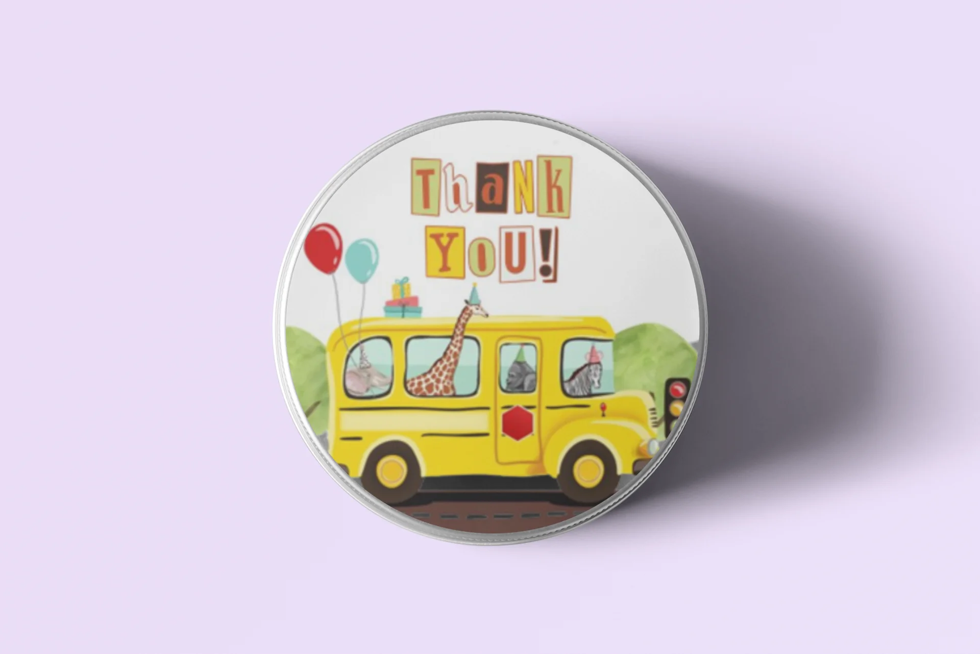 Weels On The Bus Theme- Return Gift/birthday decor Thankyou Sticker (6 CM/Sticker/Multicolour/24Pcs) - Premium Handcrafted 300 GSM Return Gift Label Stickers by Party Decor Mall India - View 5