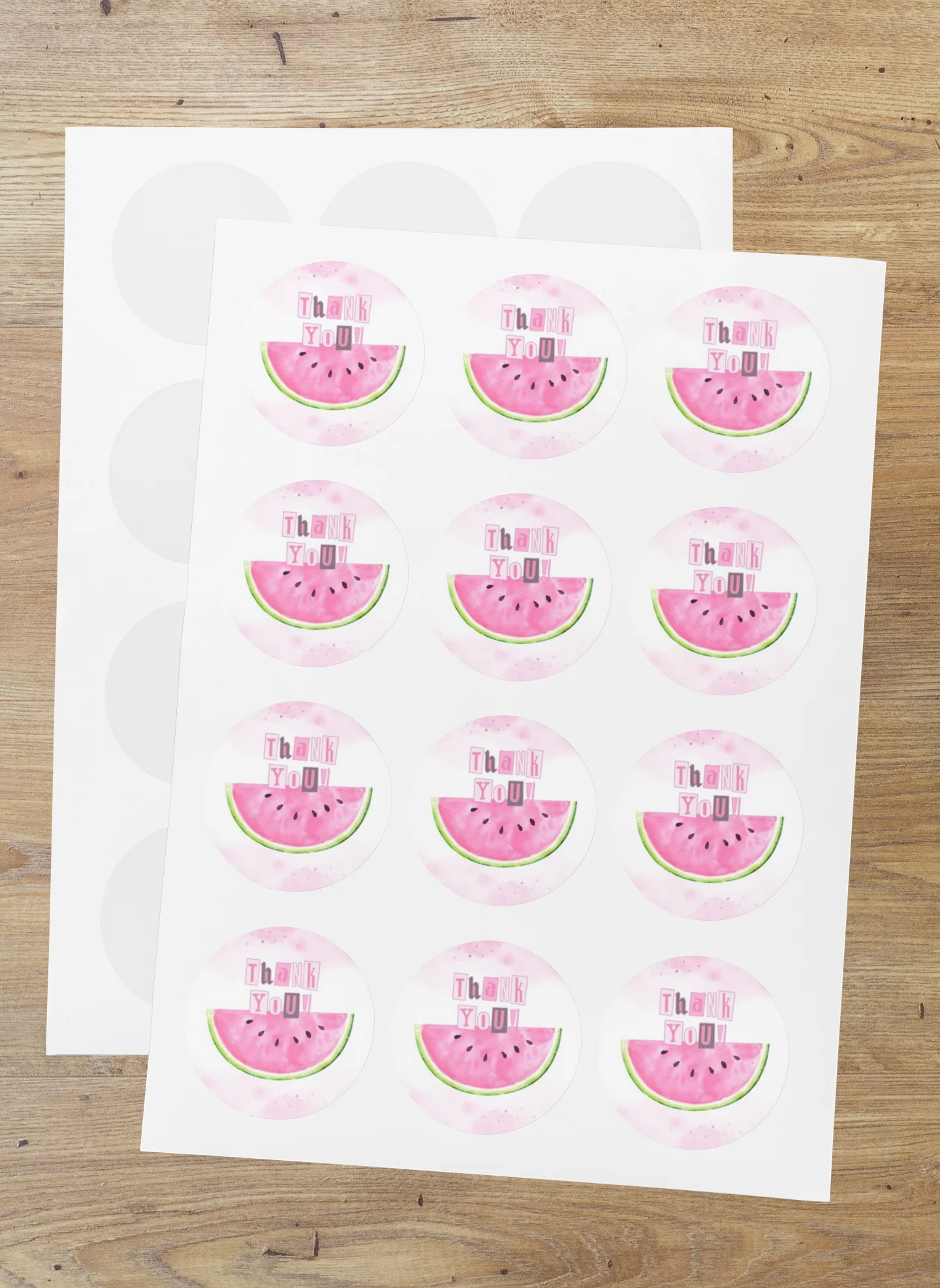 Melon Theme- Return Gift/birthday decor Thankyou Sticker (6 CM/Sticker/Multicolour/24Pcs) - Premium Handcrafted 300 GSM Return Gift Label Stickers by Party Decor Mall India - View 1