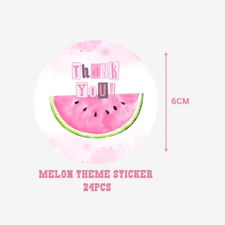 Melon Theme- Return Gift/birthday decor Thankyou Sticker (6 CM/Sticker/Multicolour/24Pcs) - Premium Handcrafted 300 GSM Return Gift Label Stickers by Party Decor Mall India - View 2