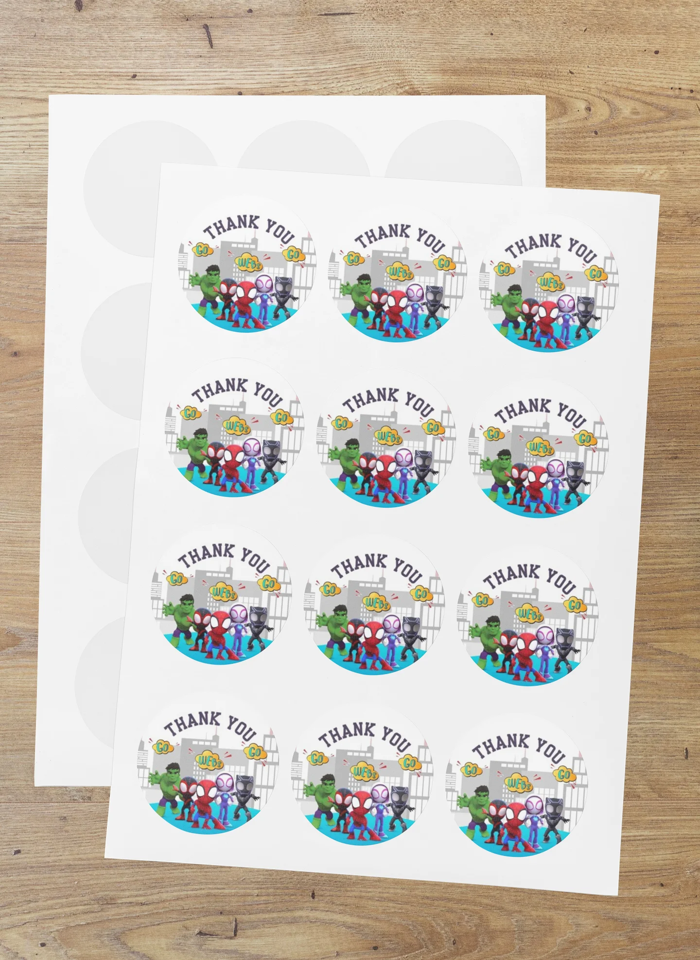 Avenger Kids Theme- Return Gift/birthday decor Thankyou Sticker (6 CM/Sticker/Multicolour/24Pcs)